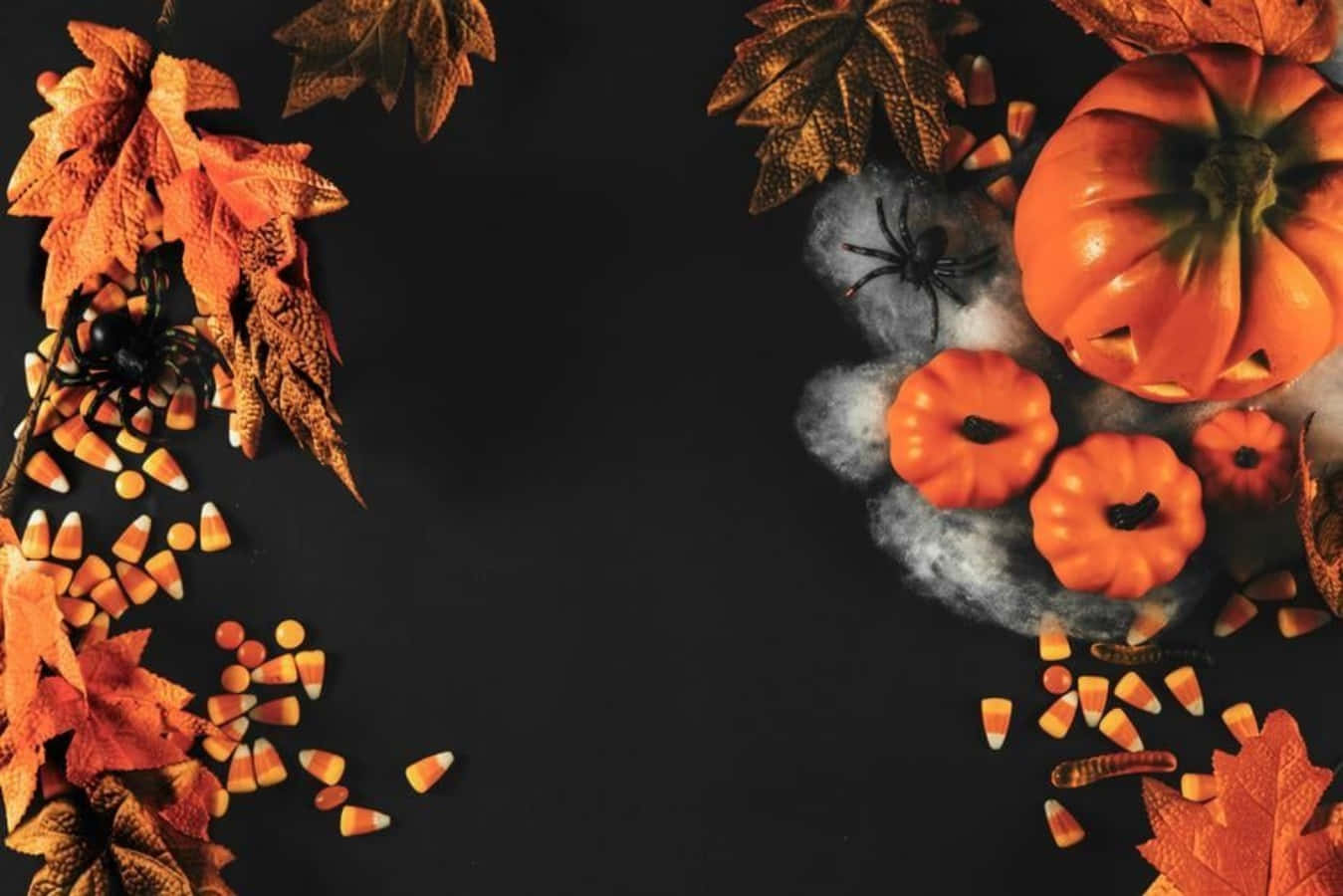 Cozy Fall Desktop, autumn leaves, pumpkins, HD Desktop Wallpaper