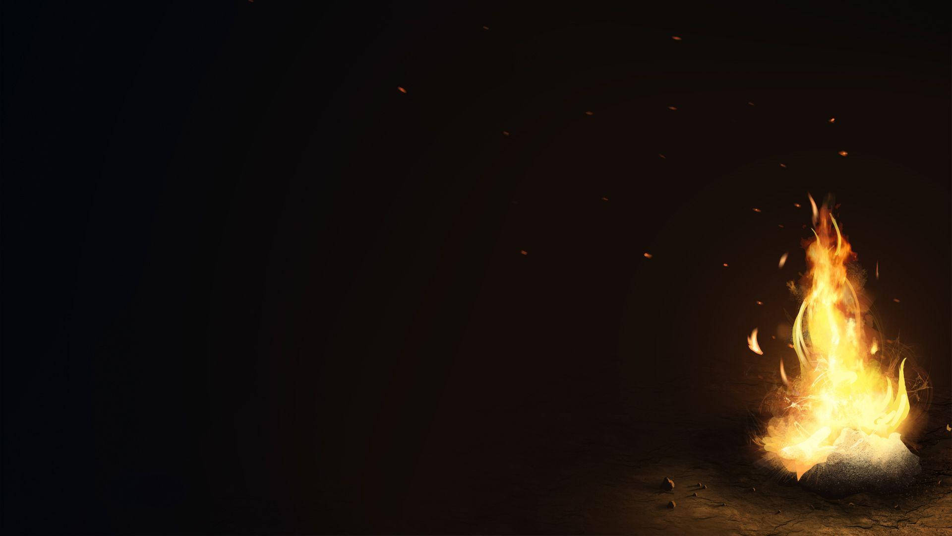 campfire, golden light, flying embers, Full HD Desktop Wallpaper