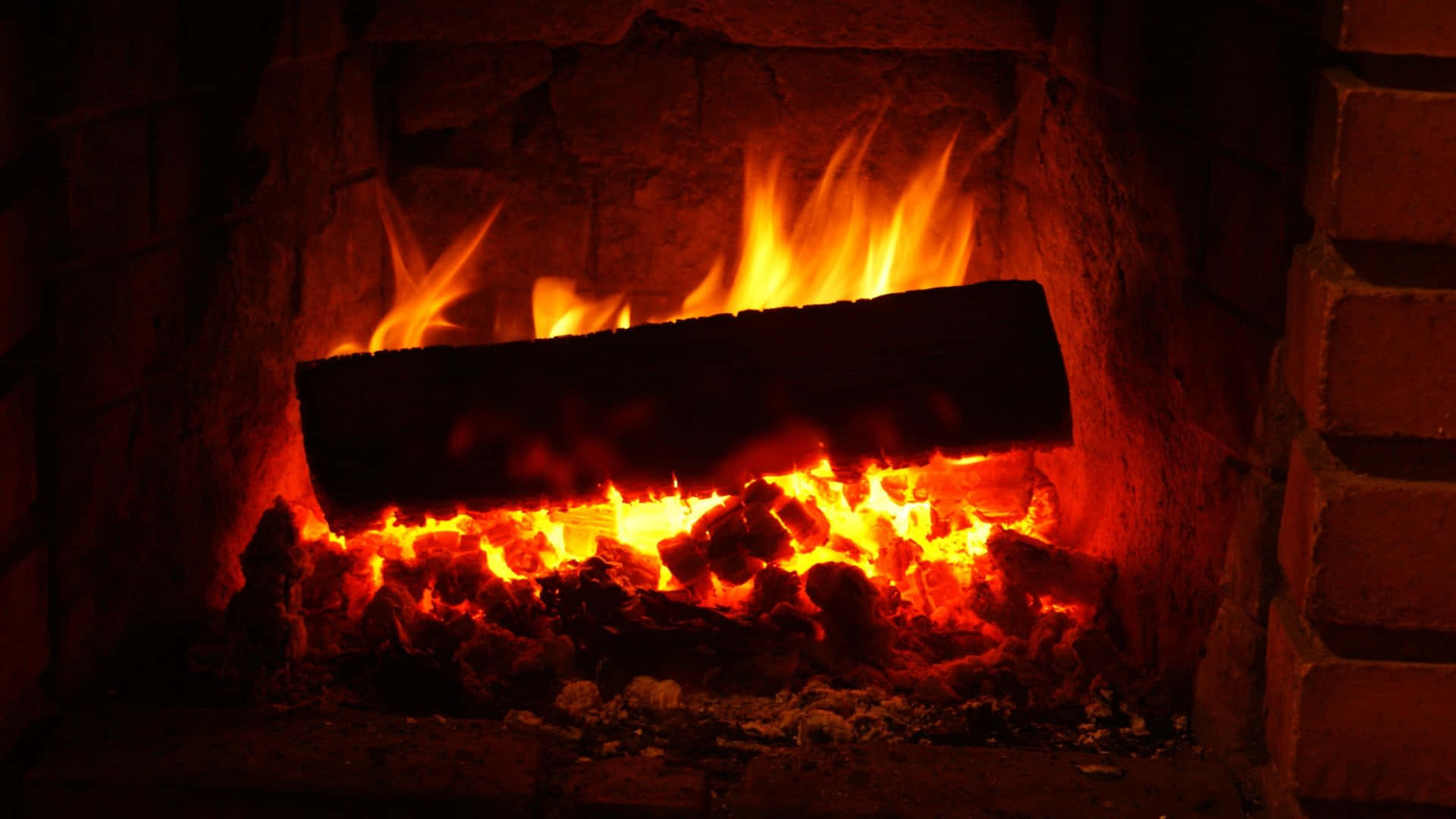 cozy fire, stone fireplace, roaring fire, Full HD Desktop Wallpaper