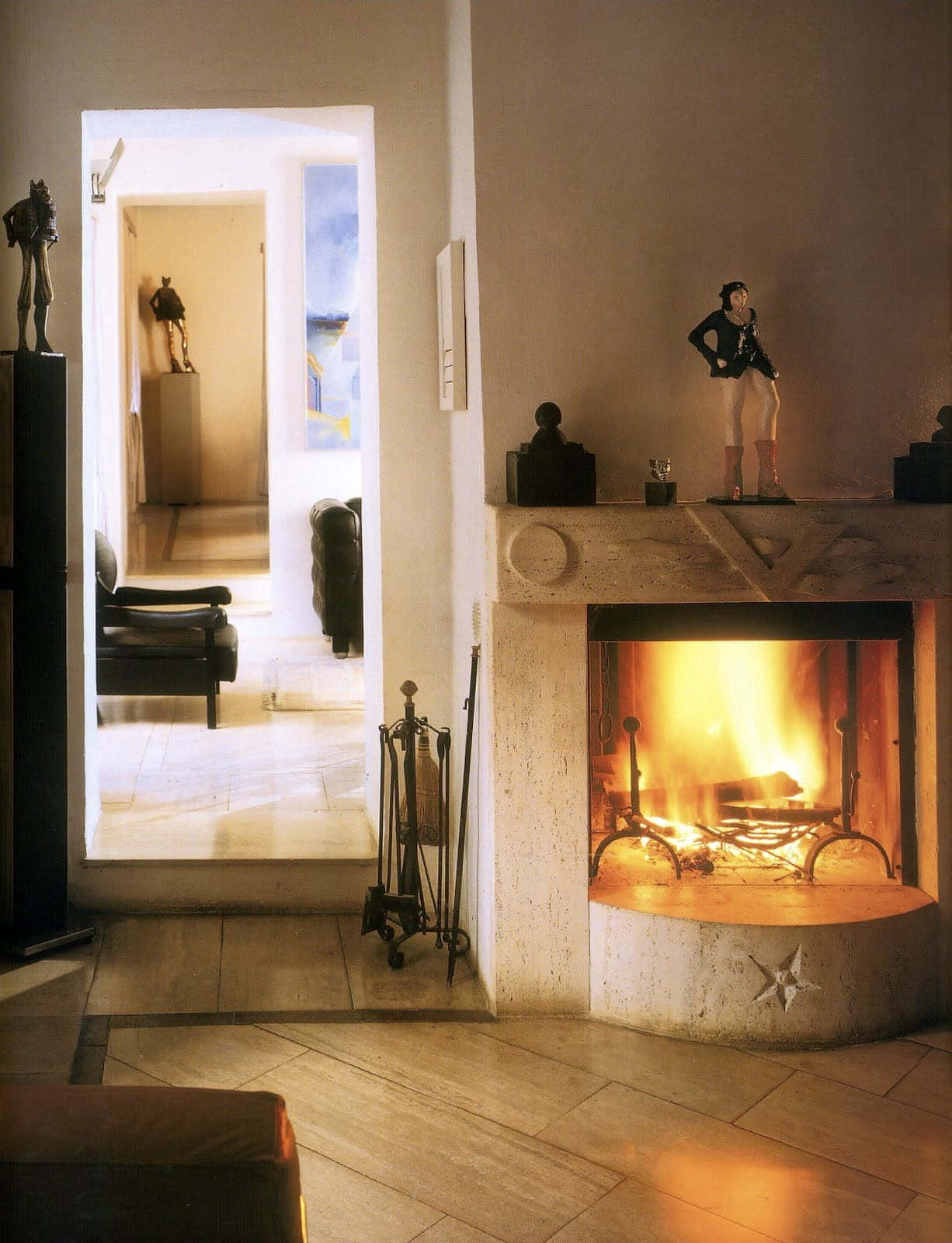 Cozy Fire, fireplace, stone tiles, HD Phone Wallpaper