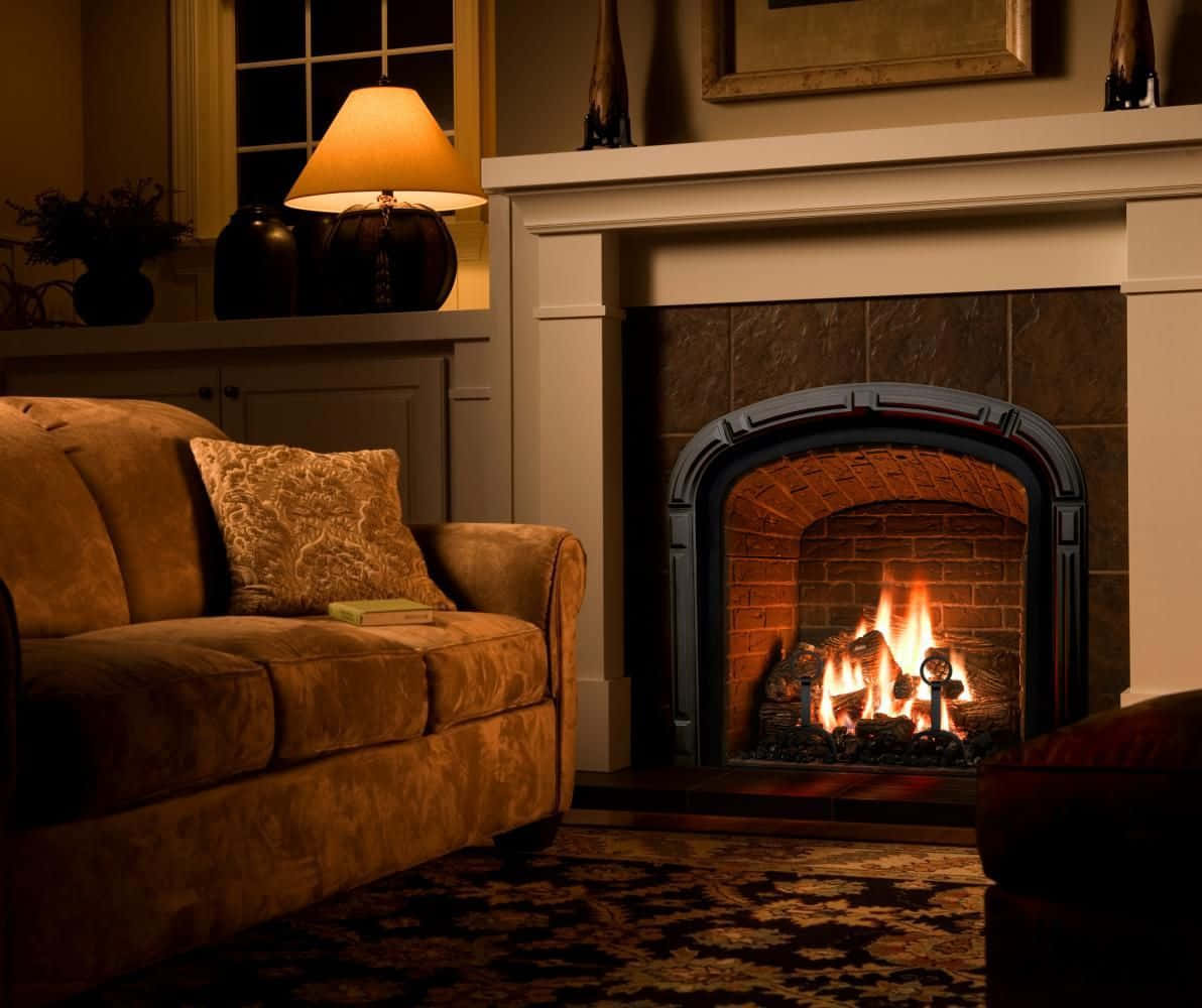 cozy fire, roaring fireplace, plush sofa, SD Desktop Wallpaper