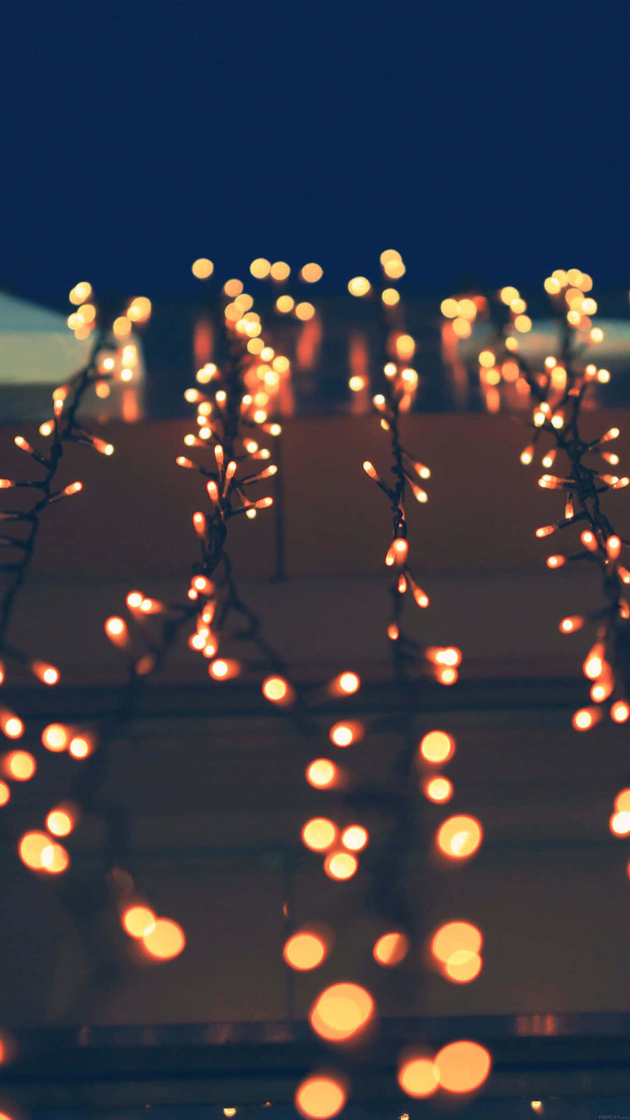 iPhone, warm glowing string lights, soft bokeh, Full HD Phone Wallpaper