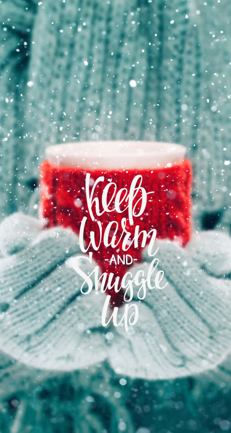 iPhone, red mug, snowflakes, HD Phone Wallpaper