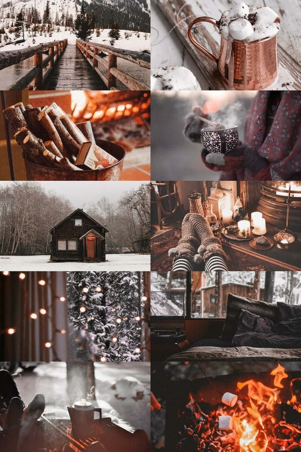 fireplace, fire, snow-covered cabins, HD Phone Wallpaper