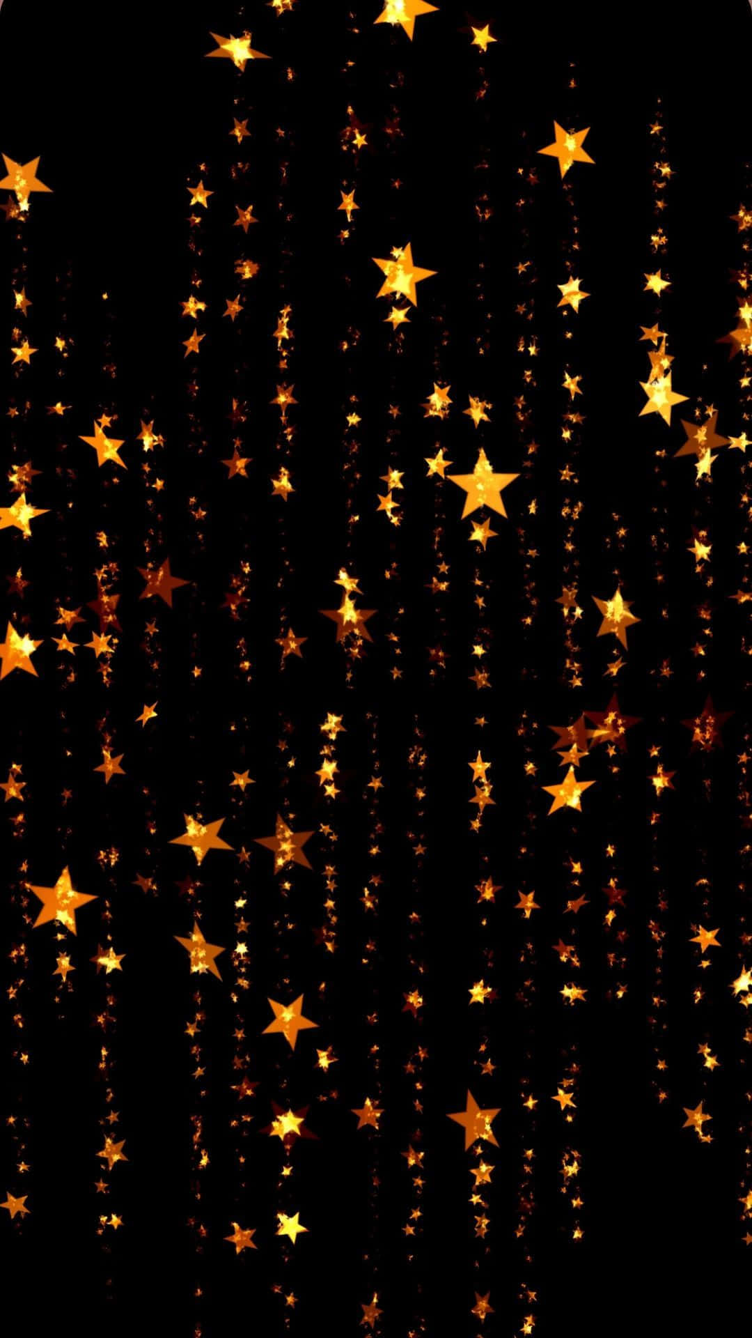 iPhone, golden stars, glittering rain, Full HD Phone Wallpaper