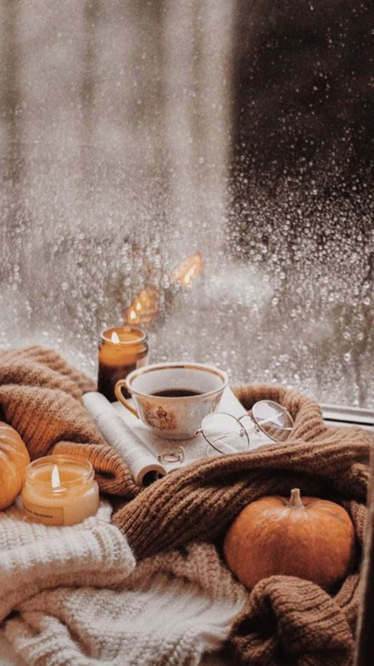 autumn, warm blankets, candles, HD Phone Wallpaper