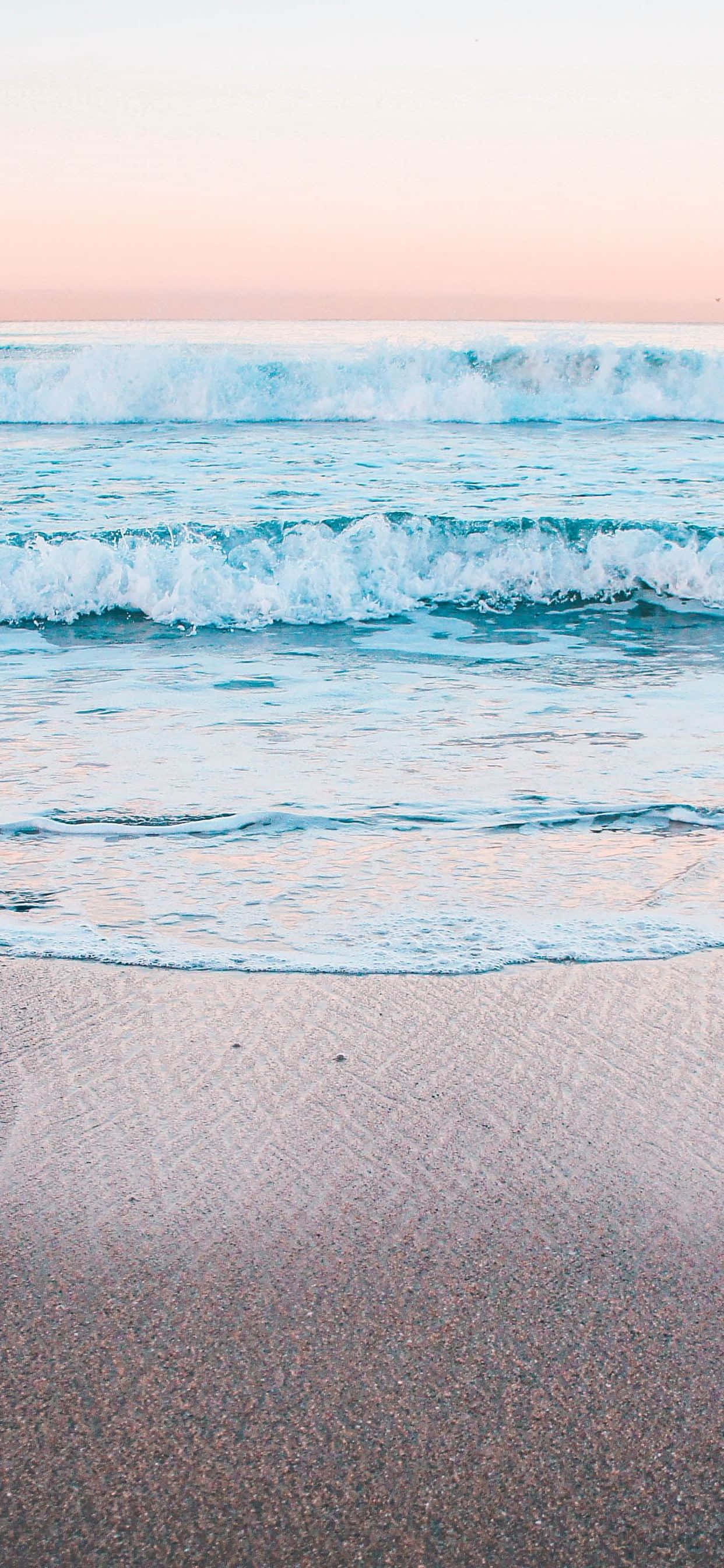calming iphone, soft pink, blue waves, 2K Phone Wallpaper