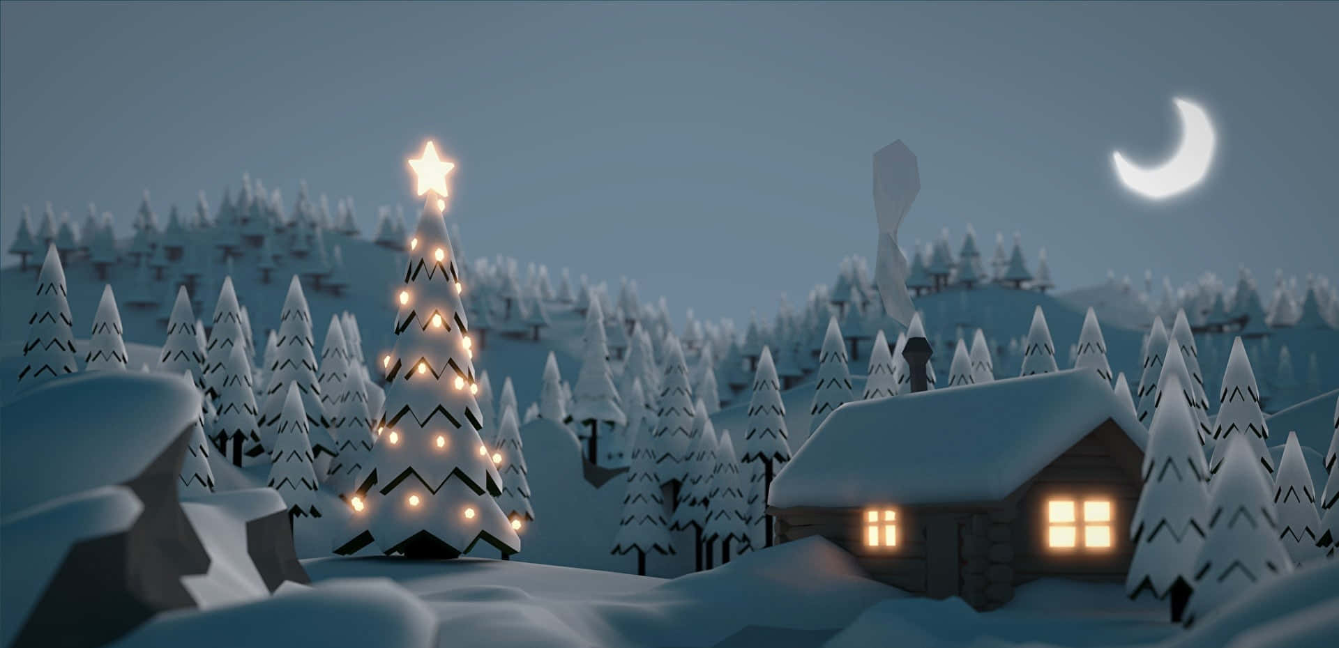 cozy winter cabin, snow-covered cabin, warm glowing windows, Full HD Desktop Wallpaper