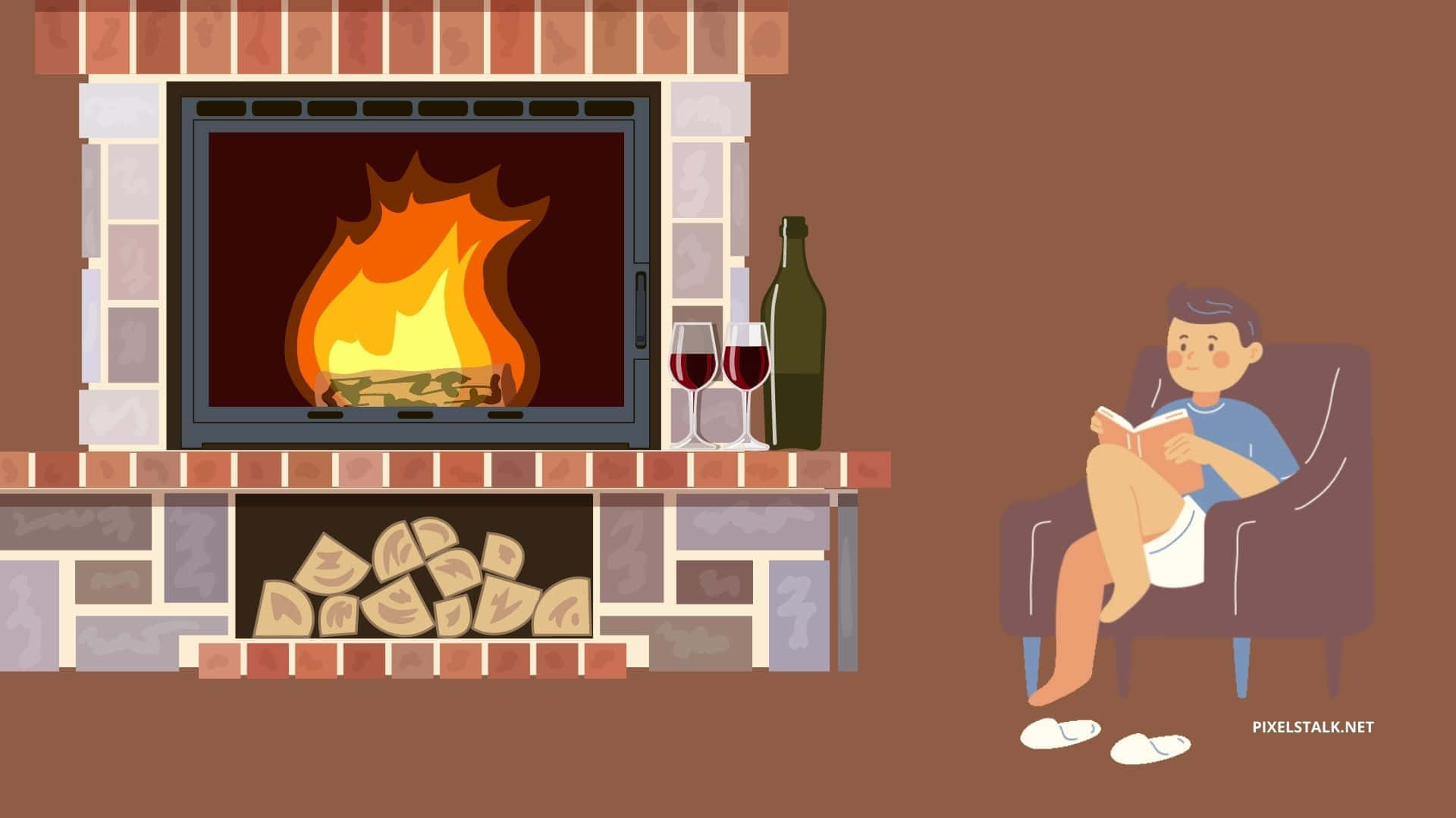 cozy winter desktop, 1920 x 1080, cartoon boy, Full HD Desktop Wallpaper