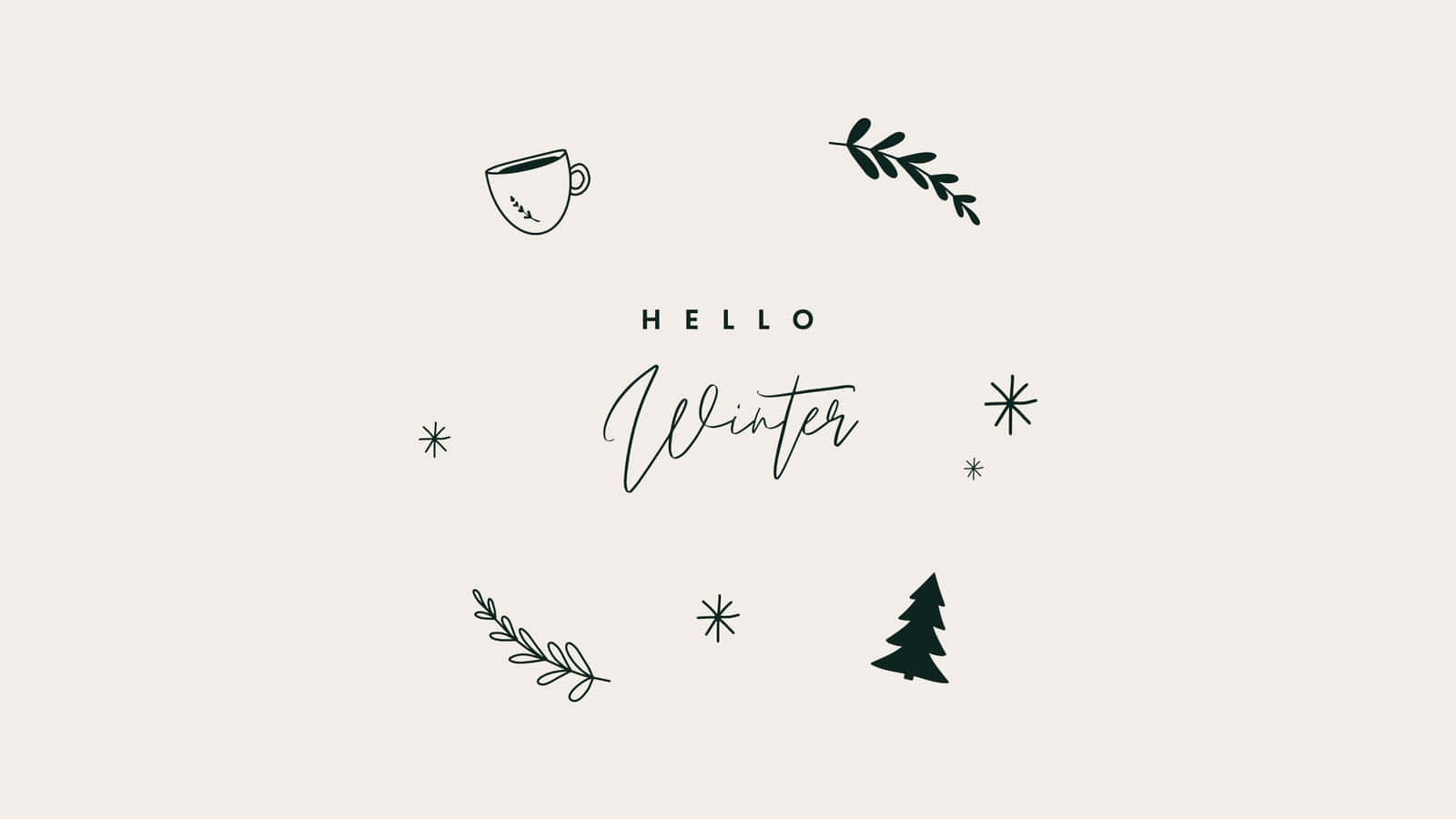 Hello Winter, pine branches, snowflakes, HD Desktop Wallpaper