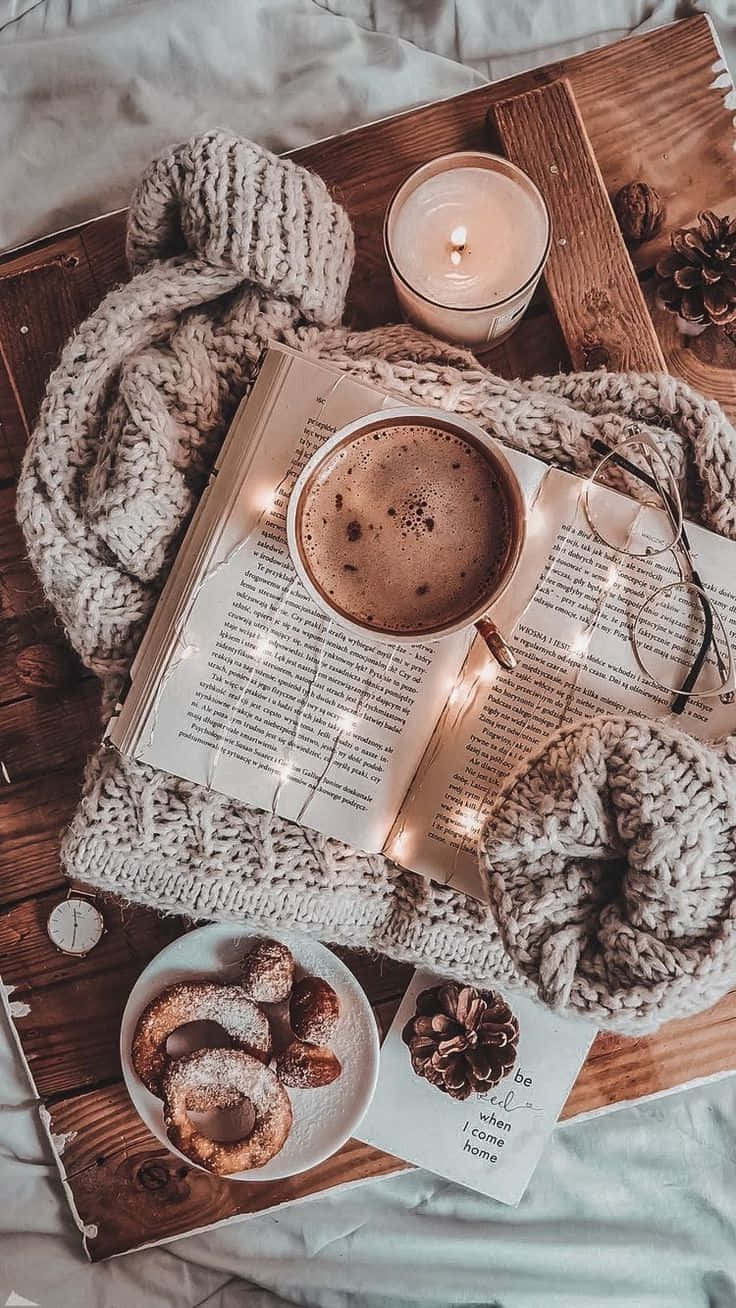 cozy winter desktop, steaming mug, coffee, HD Phone Wallpaper
