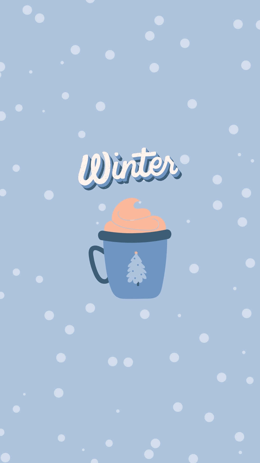 Cozy Winteri Phone Wallpaper, blue mug, peach whipped cream, Full HD Phone Wallpaper