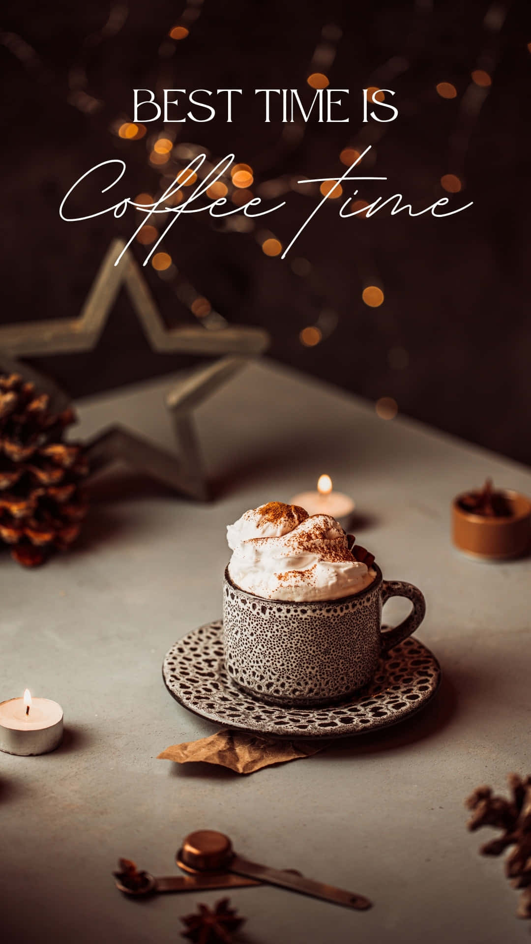 cozy winter coffee time, cup of coffee, whipped cream, Full HD Phone Wallpaper