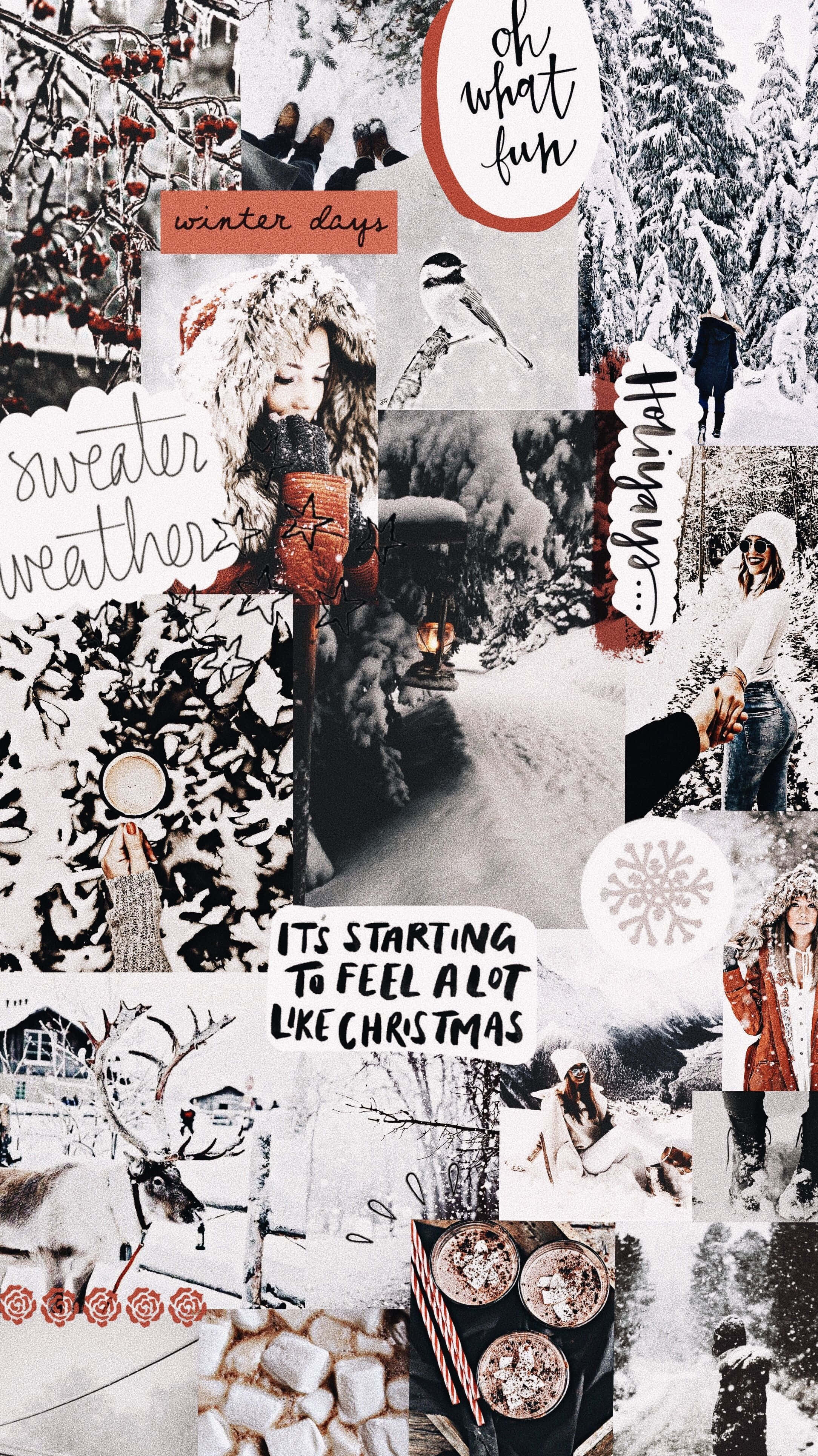 cozy winter tumblr, snow scenes, people in sweaters, 4K Phone Wallpaper
