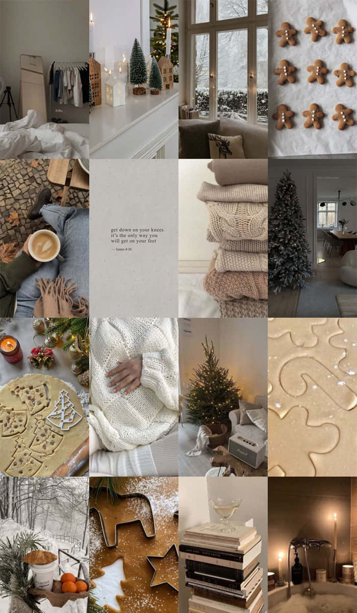 Cozy Winter, gingerbread cookies, snowflakes, SD Phone Wallpaper