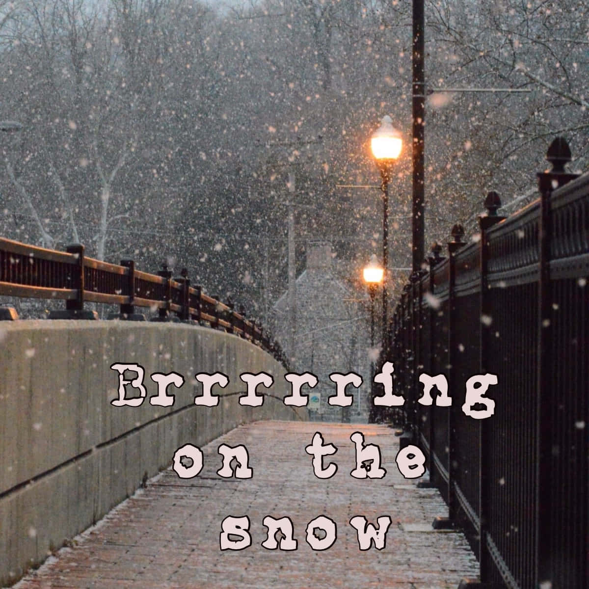 Cozy Winter, snowflakes, warmly lit urban walkway, SD Desktop Wallpaper