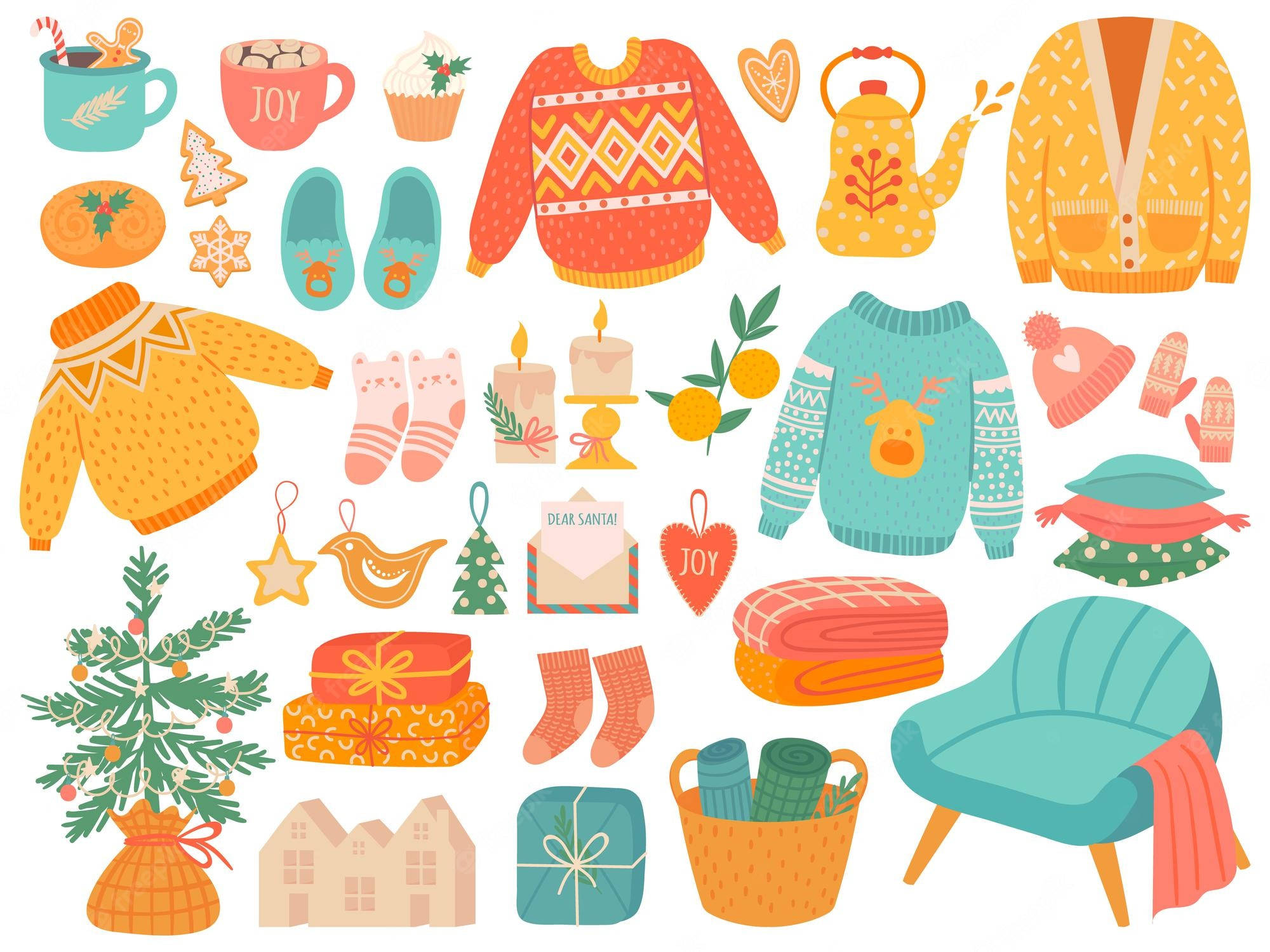 Pertinent Winter Comfort, cozy winter holiday items, sweaters, Full HD Desktop Wallpaper
