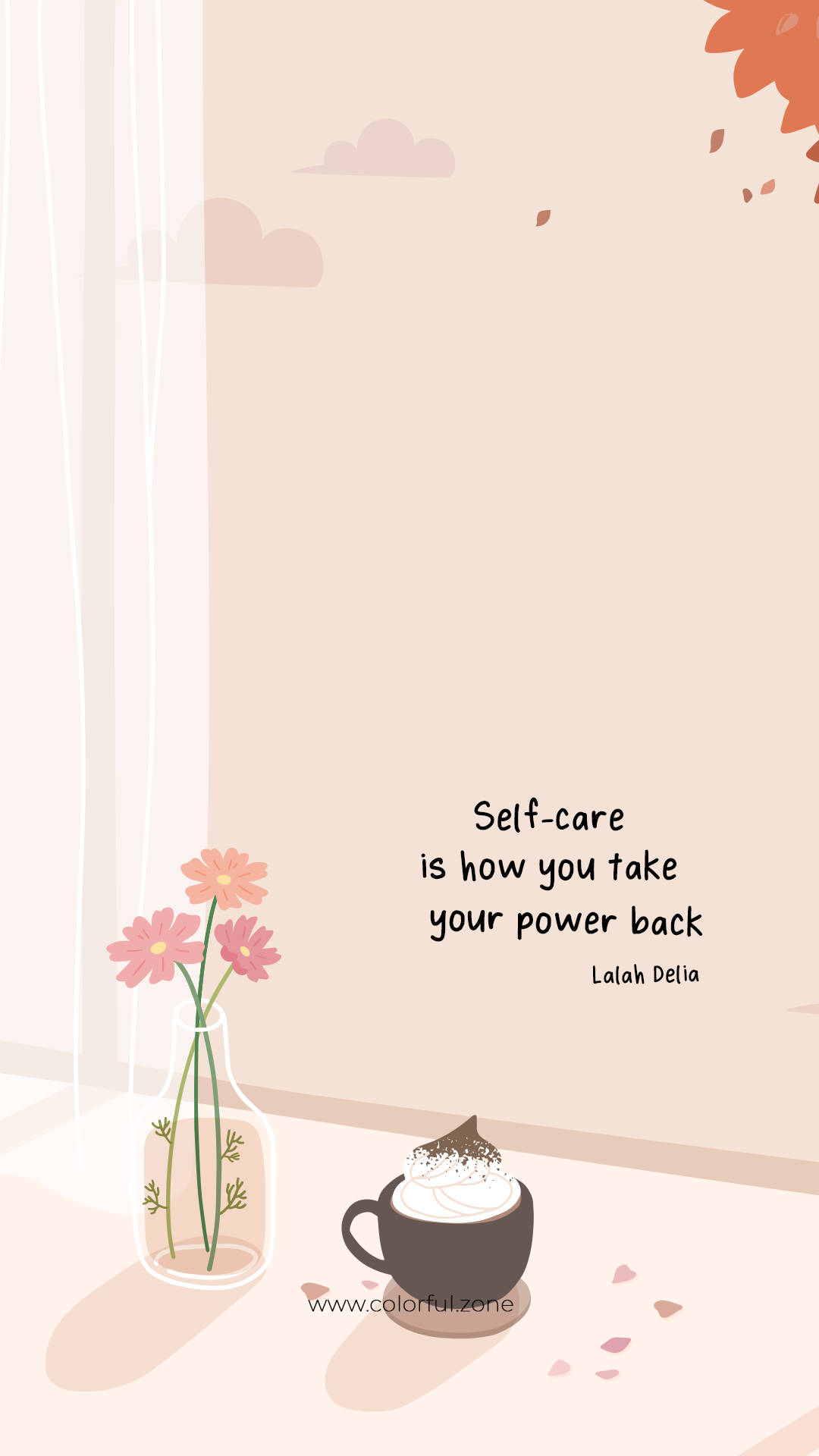 hot chocolate, pink flowers, window, Full HD Phone Wallpaper