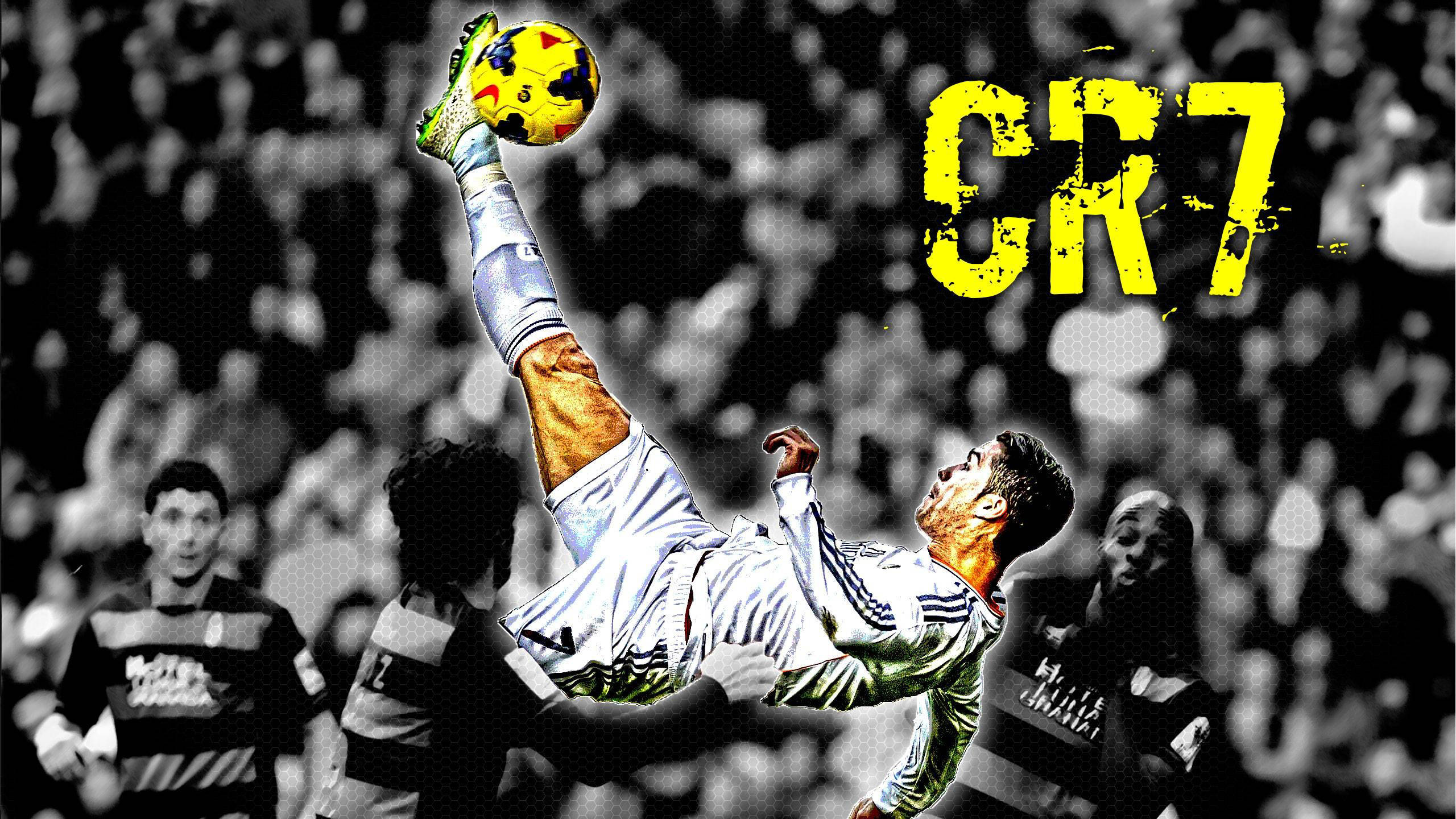 CR7 3D, bicycle kick, yellow, 2K Desktop Wallpaper