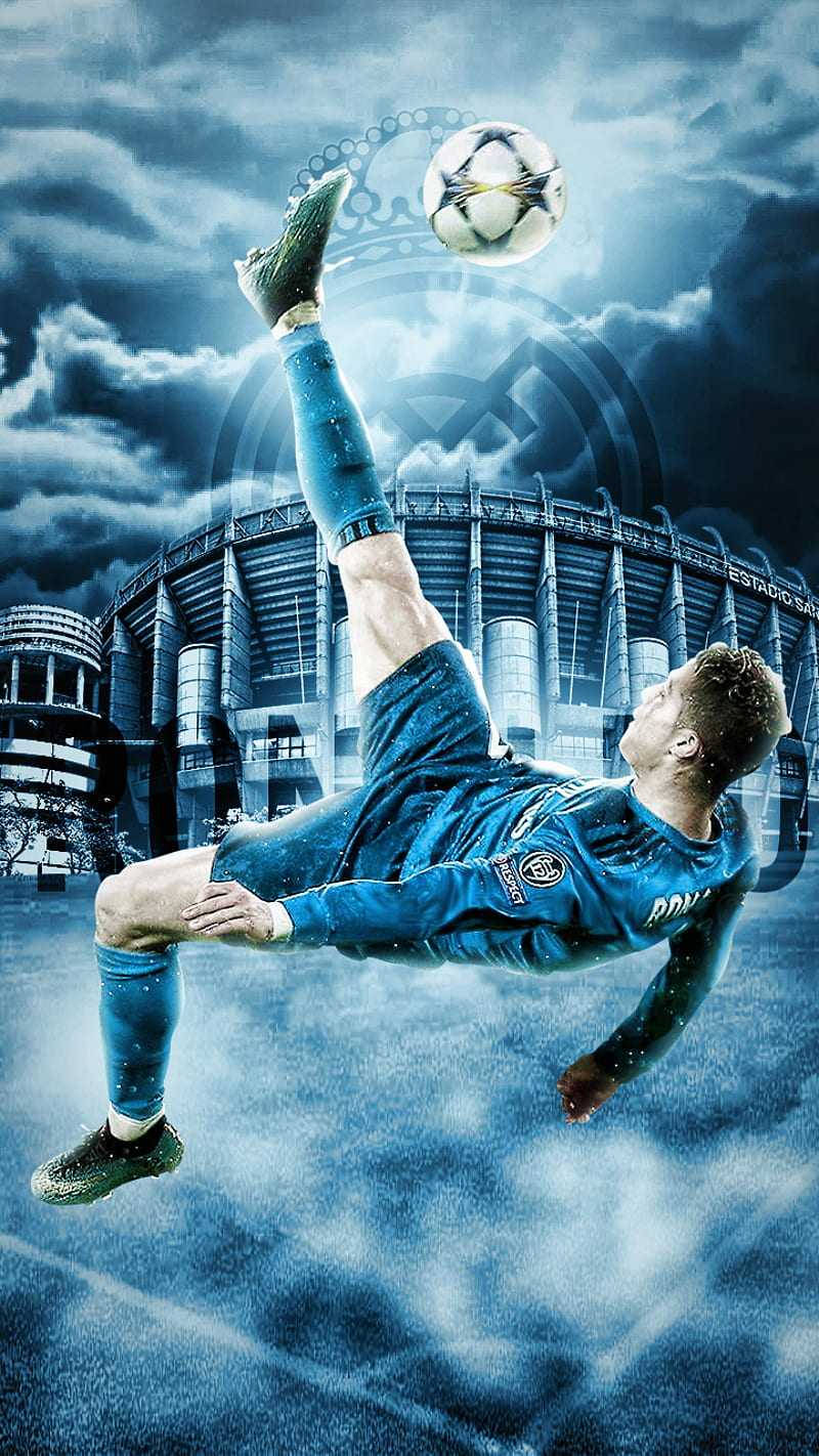 CR7 3D, blue jersey, stormy sky, HD Phone Wallpaper