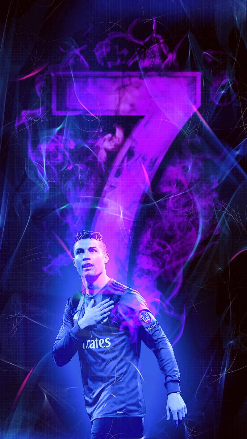 CR7 3D, purple background, glowing purple number seven, HD Phone Wallpaper