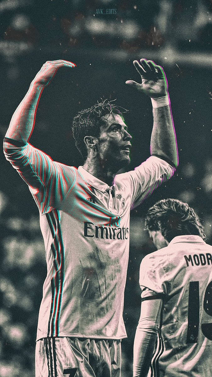 CR7 3d, white jersey, stadium lights, SD Phone Wallpaper