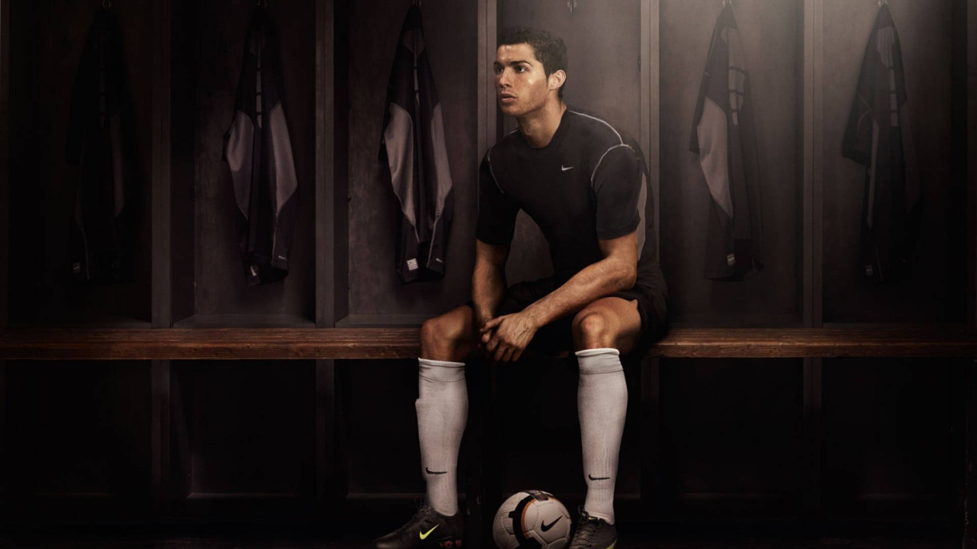 CR7 HD, locker room, wooden bench, Full HD Desktop Wallpaper