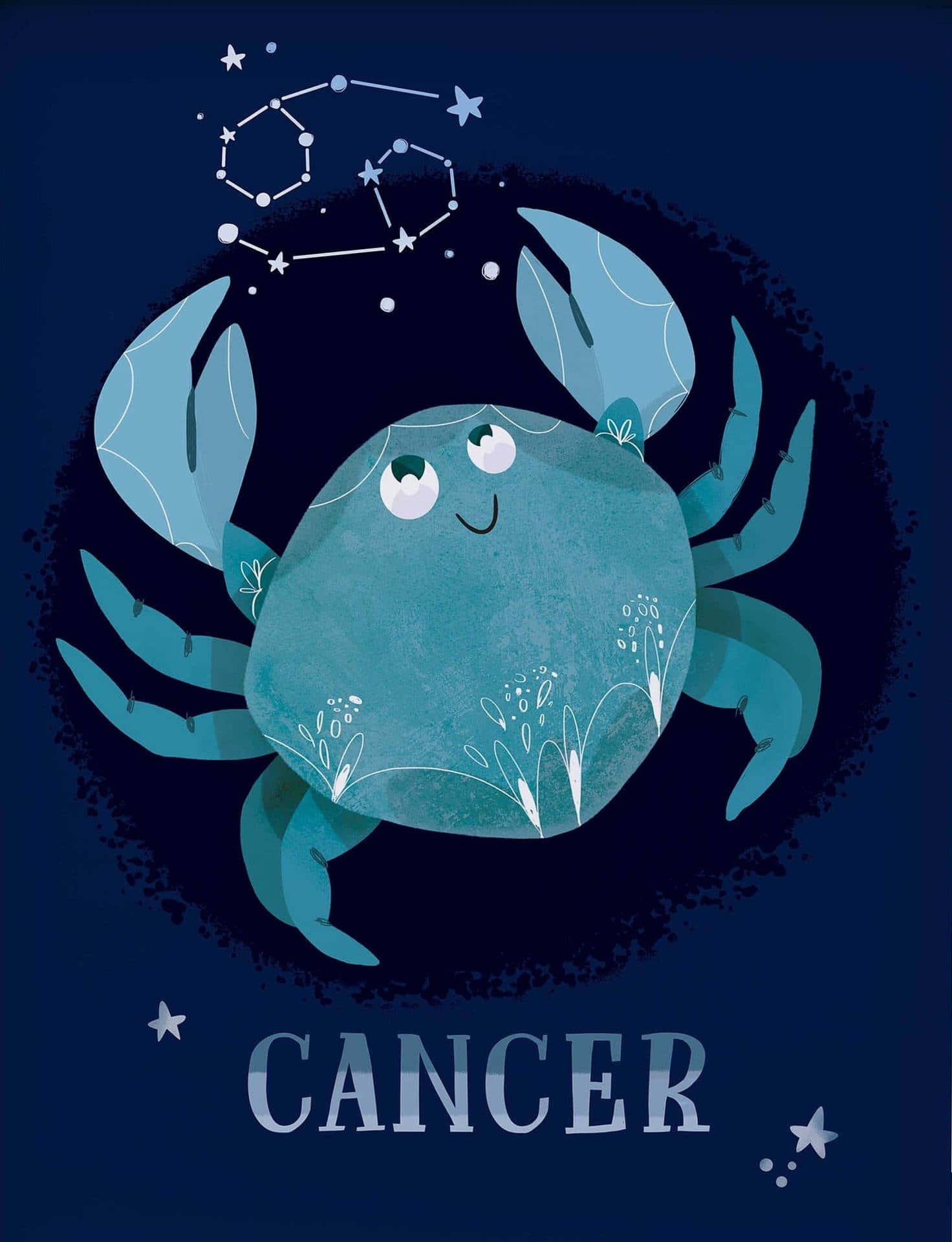 Cancer zodiac sign, teal crab, starry constellation, Full HD Phone Wallpaper