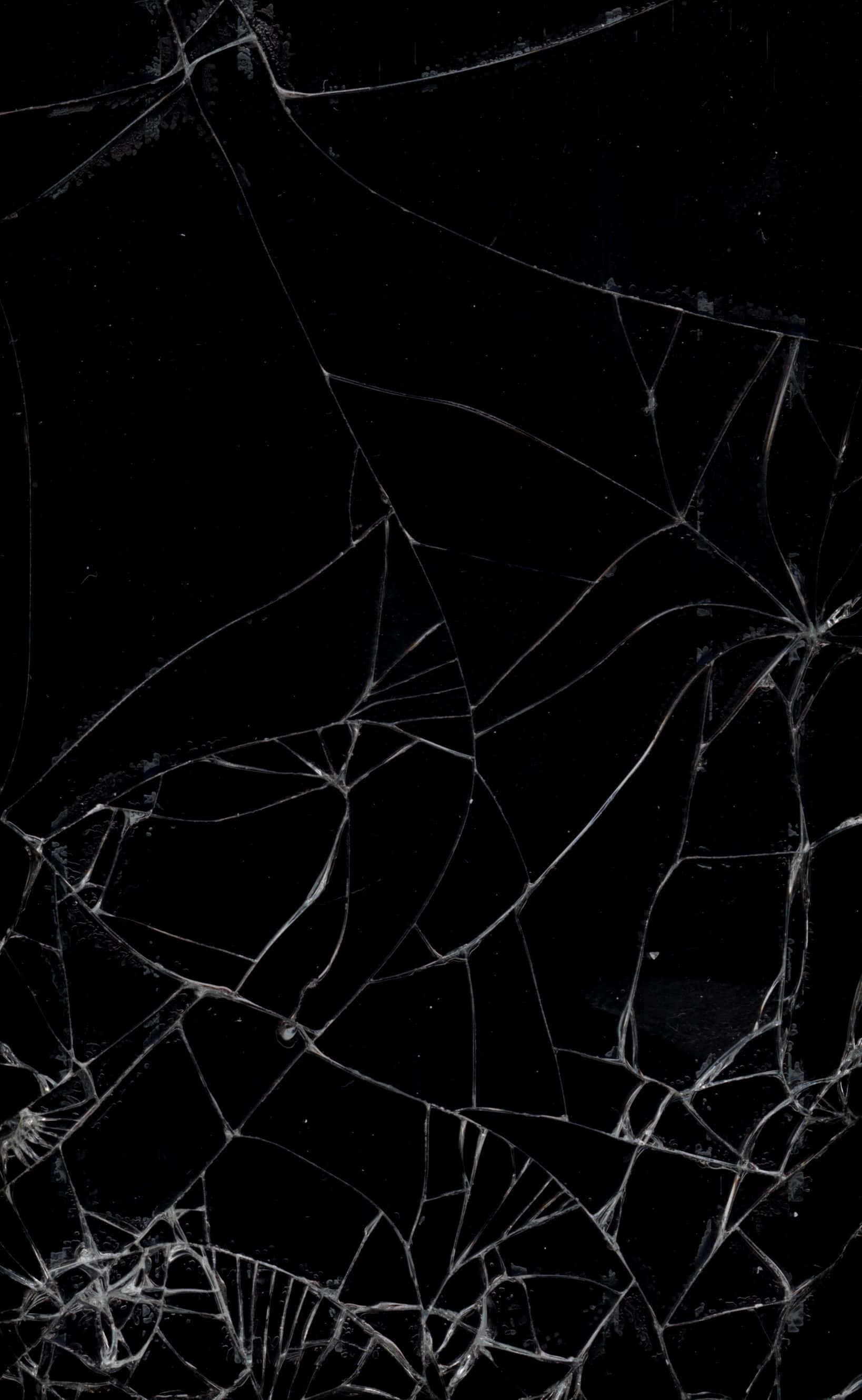 cracked screen, black background, shattered black glass, 2K Phone Wallpaper
