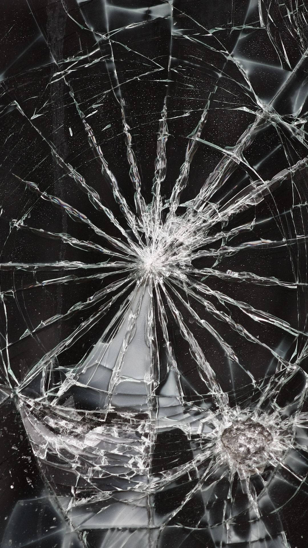 broken center screen, shattered glass surface, intricate cracks, Full HD Phone Wallpaper