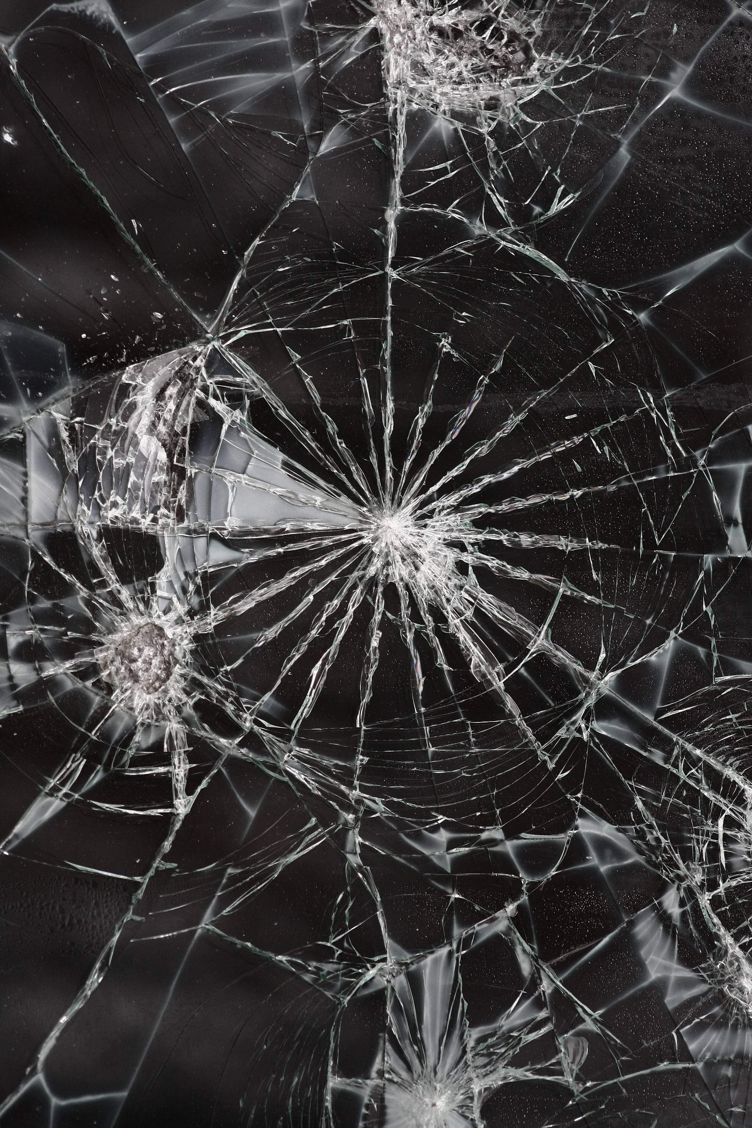 broken glass screen, shattered glass surface, intricate cracks, 4K Phone Wallpaper