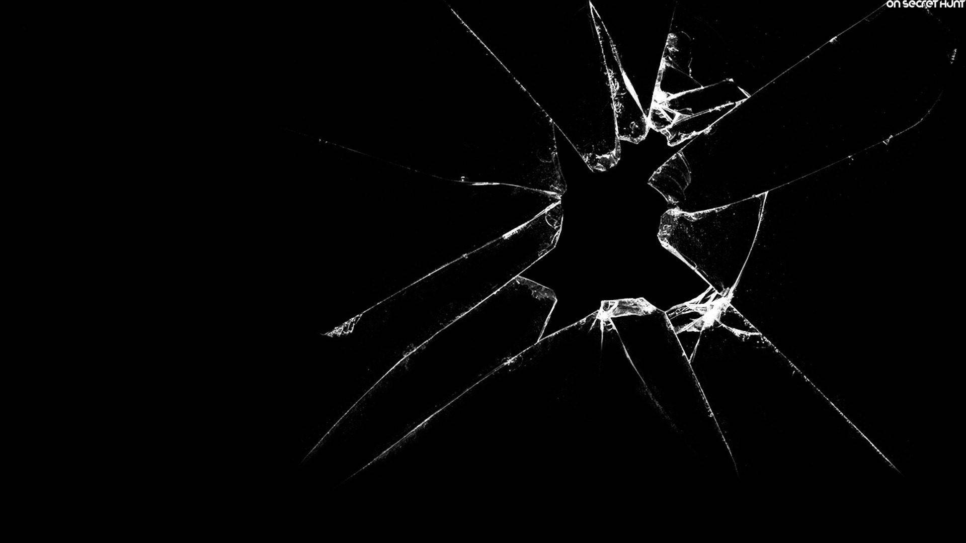 black broken screen, ultra hd, shattered glass fragments, Full HD Desktop Wallpaper