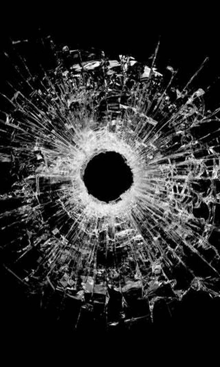 cracked screen, shattered glass, central hole, HD Phone Wallpaper