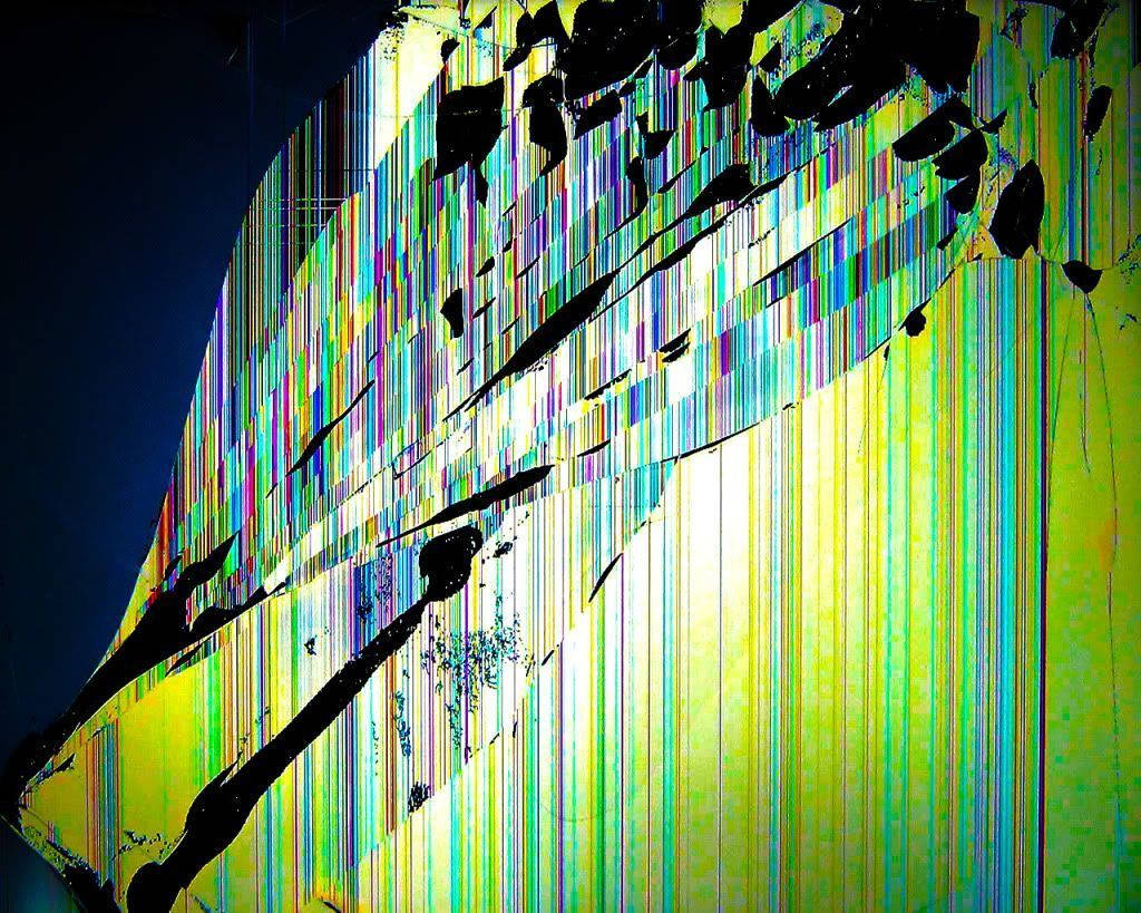 cracked screen monitor, web of broken glass, rainbow colors, SD Desktop Wallpaper