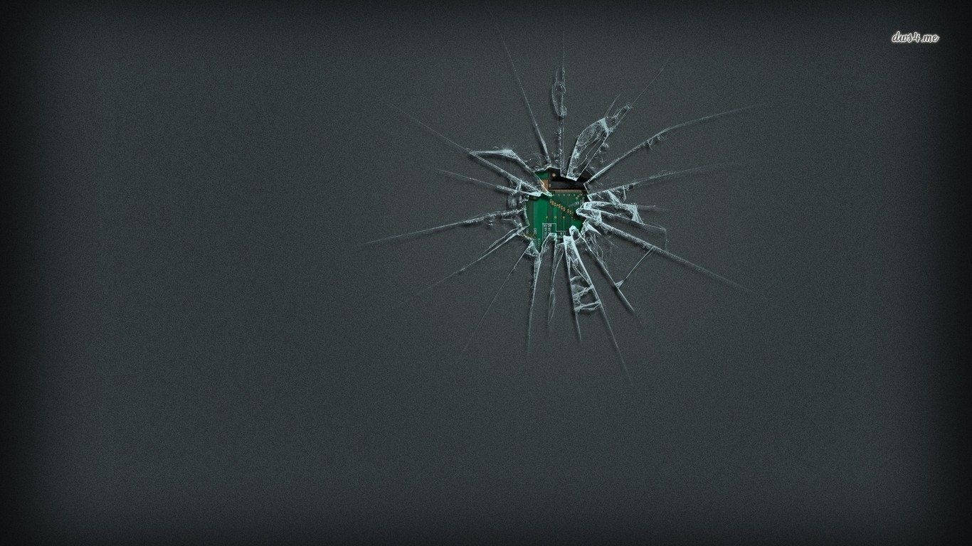 matte black, cracked screen, starburst crack pattern, HD Desktop Wallpaper