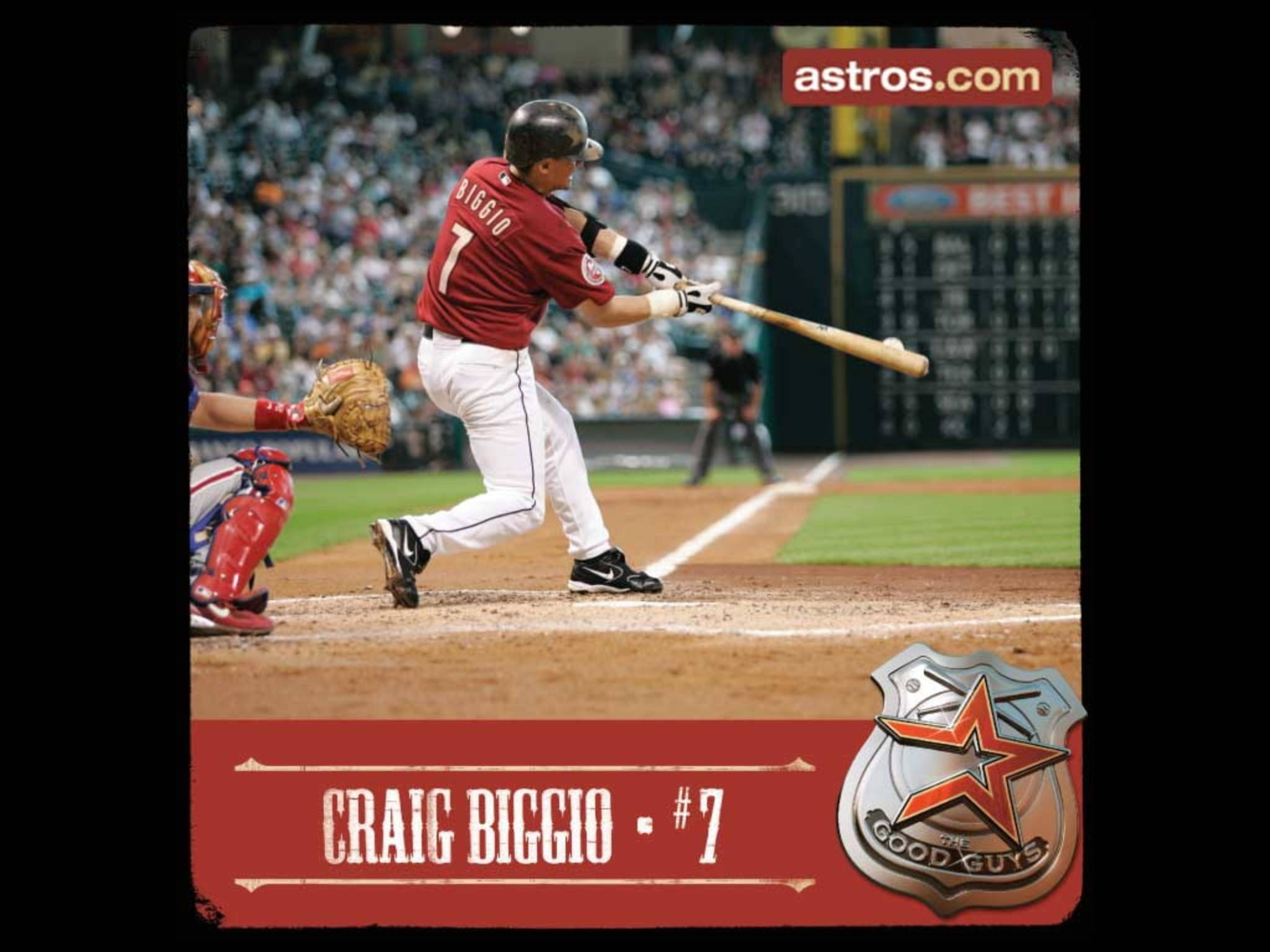 Craig Biggio, red jersey, bat, Full HD Desktop Wallpaper