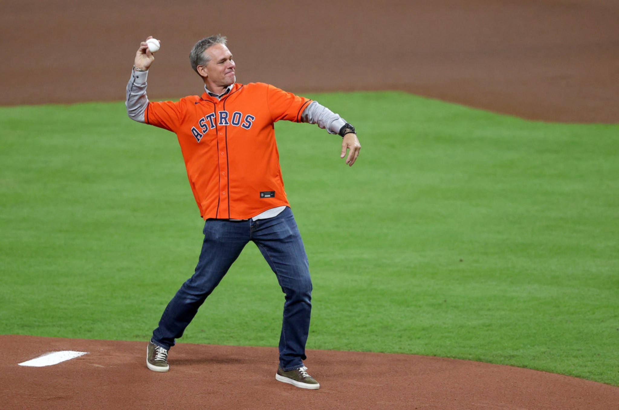 Craig Biggio, orange Astros jacket, green field, Full HD Desktop Wallpaper