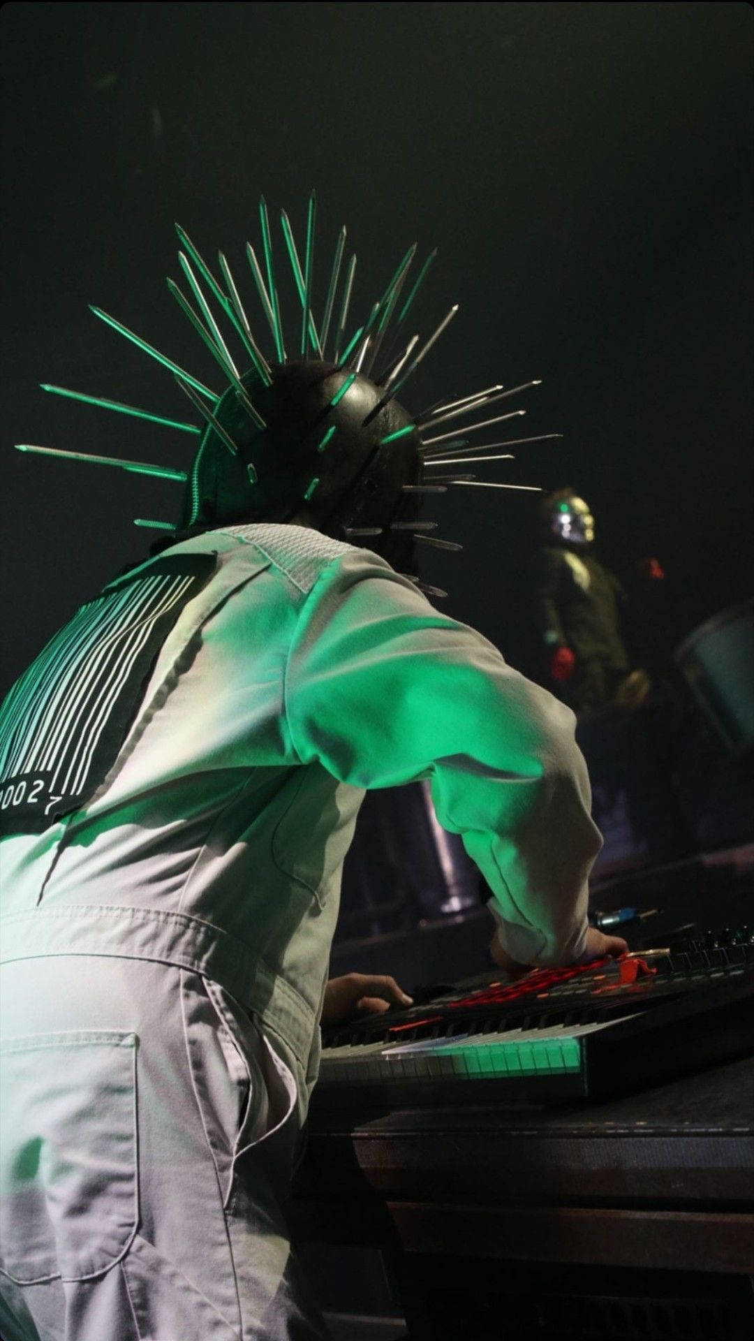 Craig Jones, glowing green spiked helmet, keyboard, Full HD Phone Wallpaper