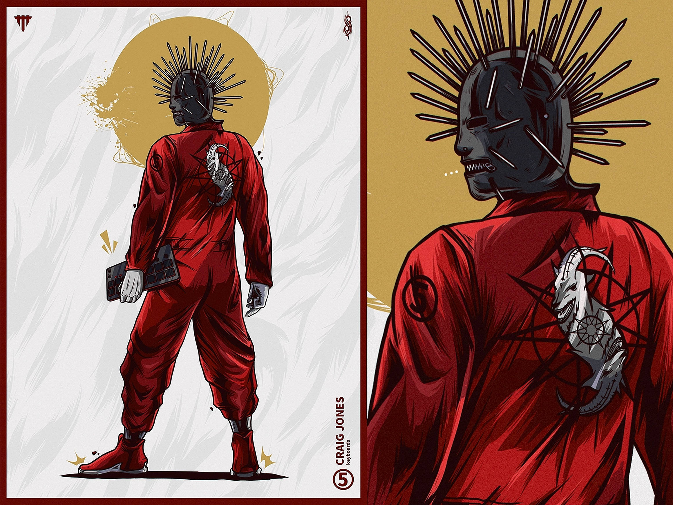 Craig Jones, red jumpsuit, spiked helmet, Full HD Desktop Wallpaper