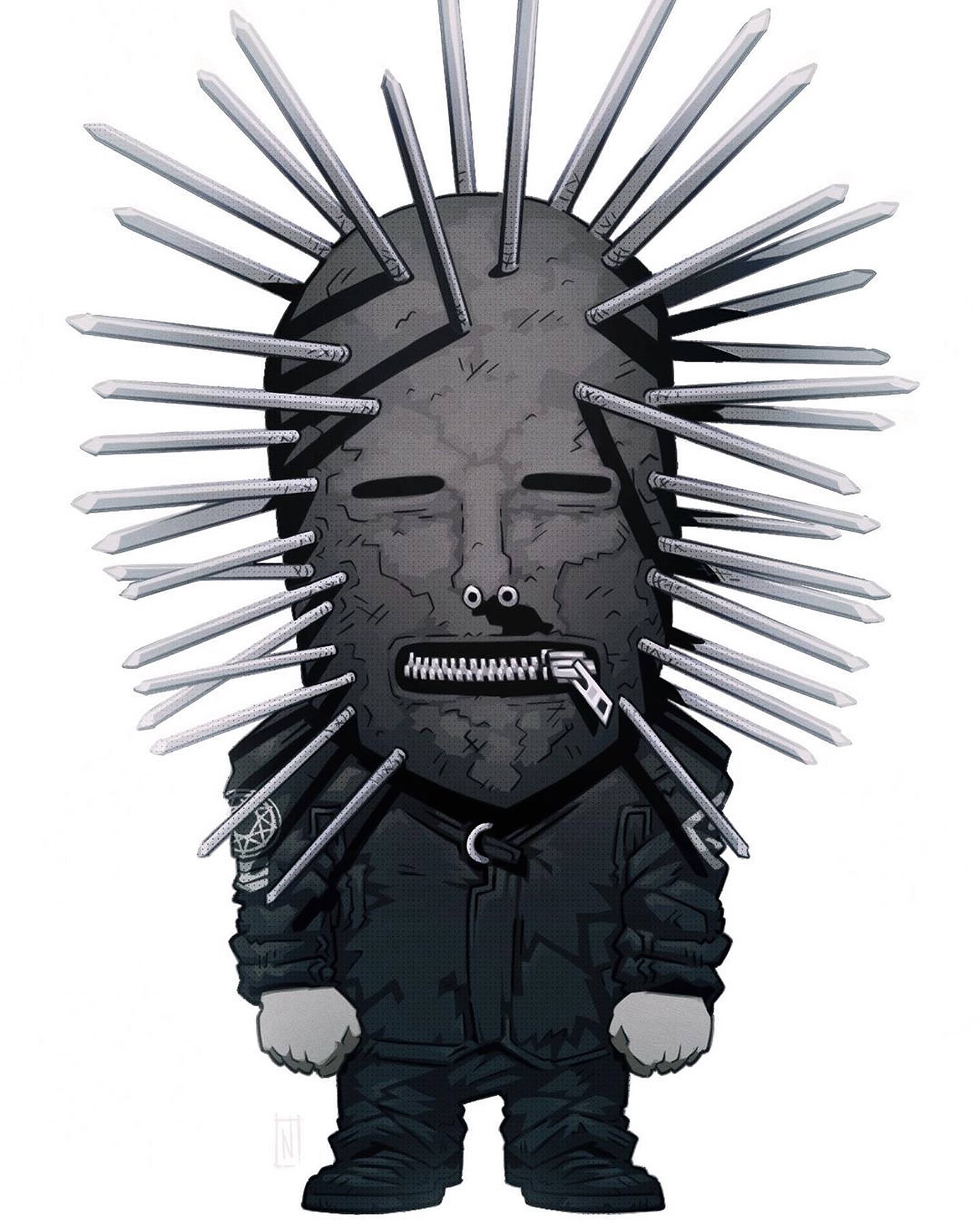 Craig Jones, black chibi art, spiked helmet, 2K Phone Wallpaper