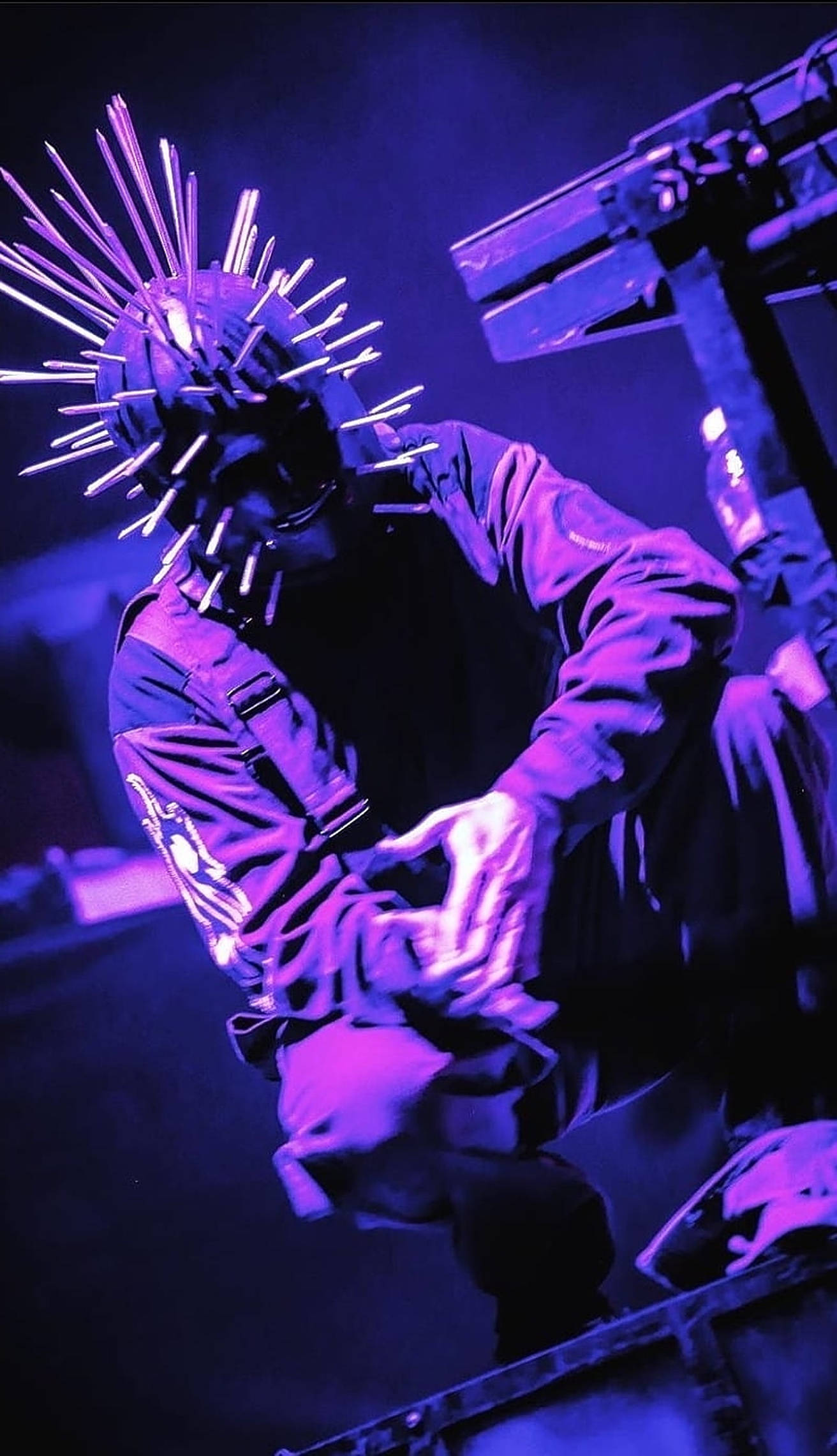 Craig Jones, purple stage lights, spiked helmet, Full HD Phone Wallpaper