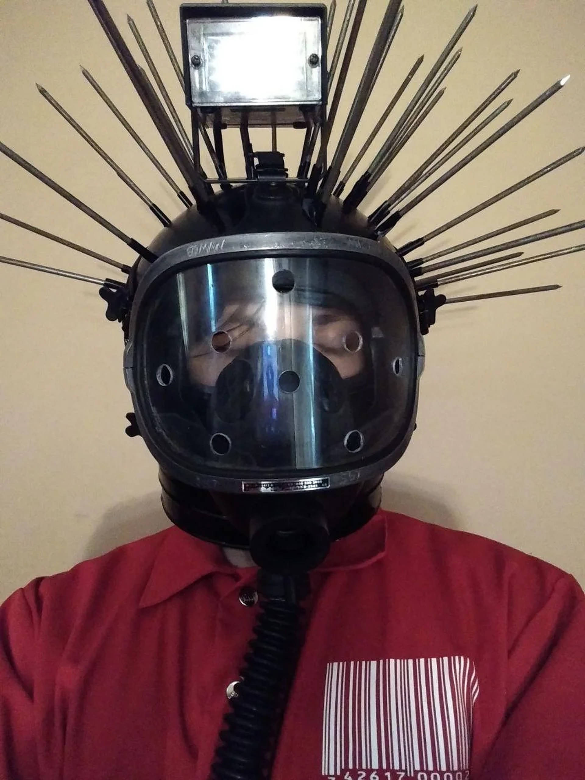 Craig Jones, welding helmet, metal spikes, 2K Phone Wallpaper