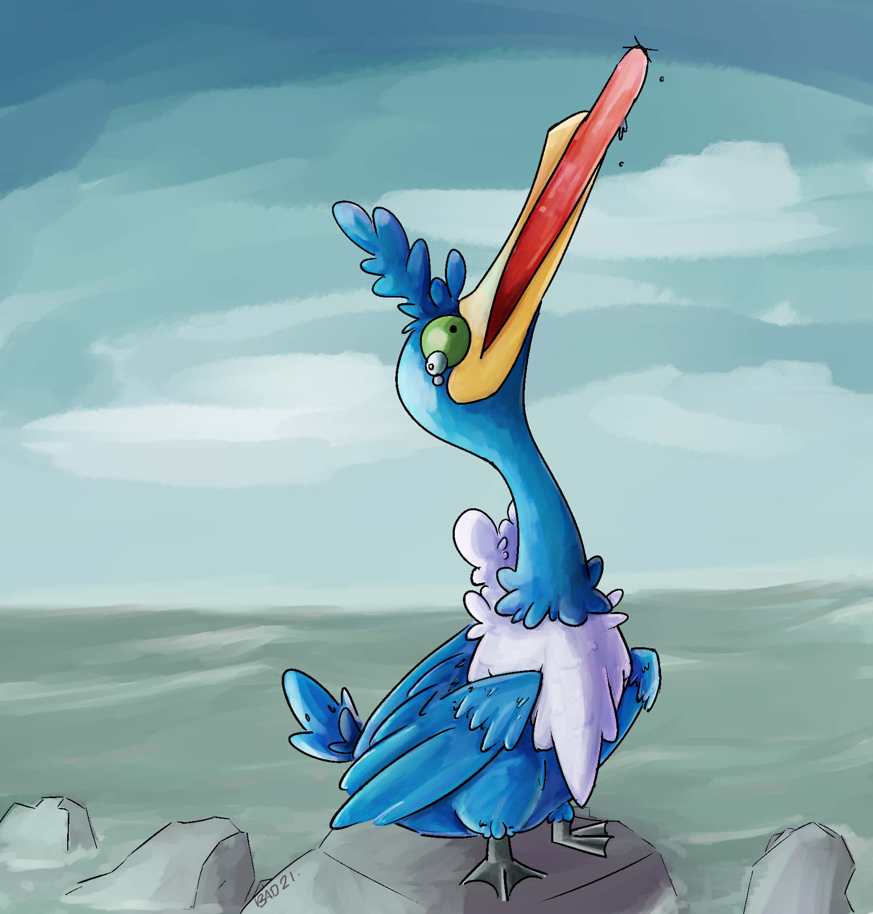 Cramorant, long red beak, rocks, HD Phone Wallpaper