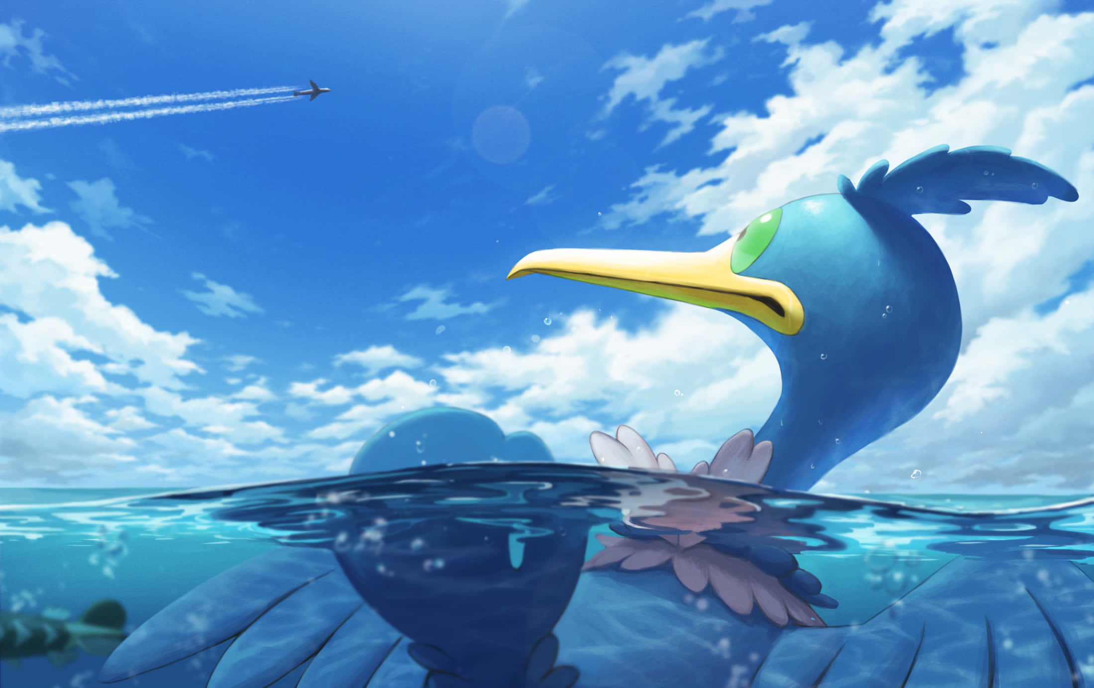 Cramorant, blue bird-like, ocean waters, Full HD Desktop Wallpaper