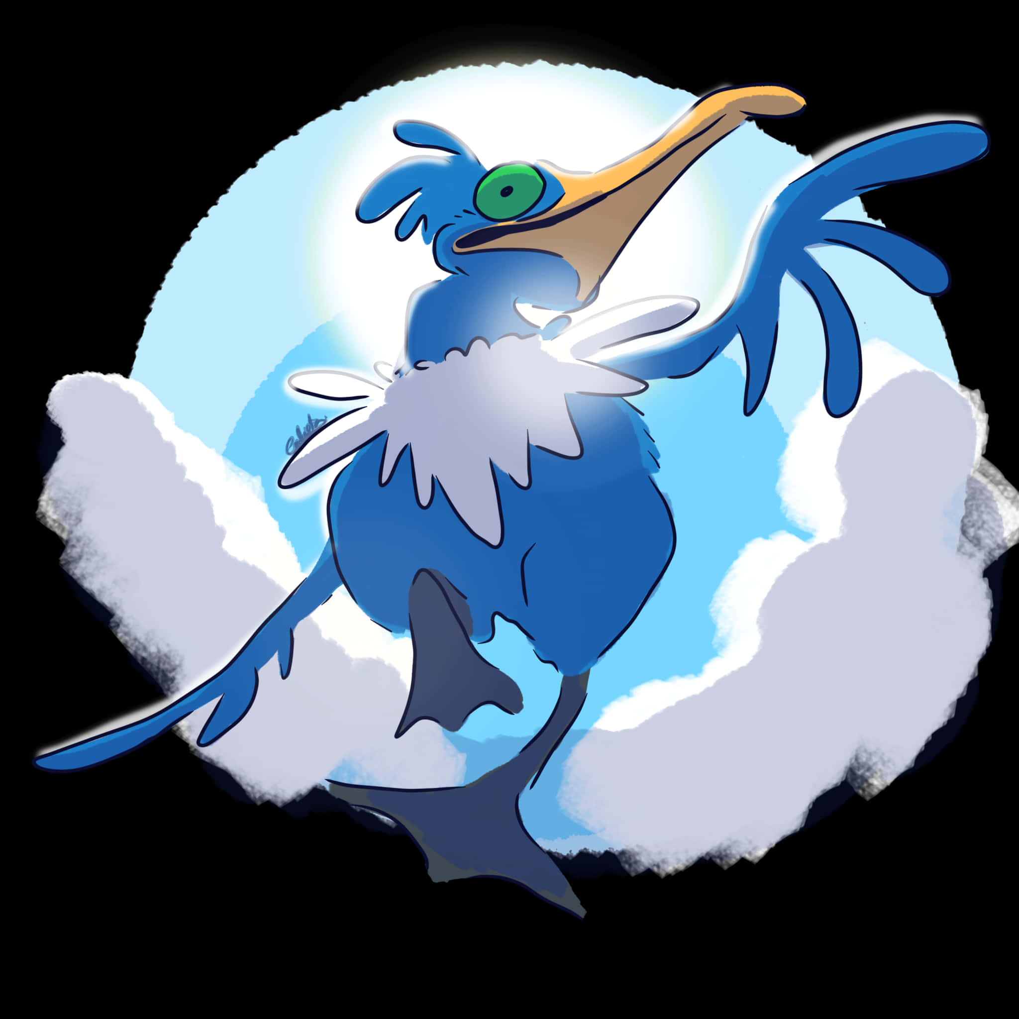 Cramorant, moon, fluffy white clouds, Full HD Desktop Wallpaper