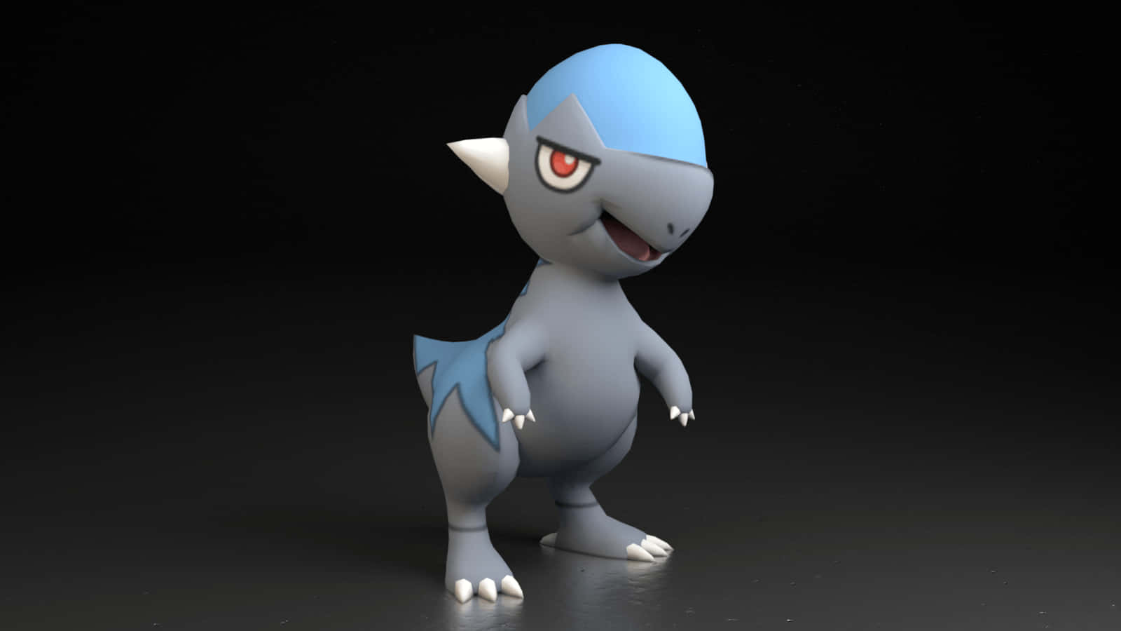 Cranidos, blue and gray, red eyes, HD Desktop Wallpaper