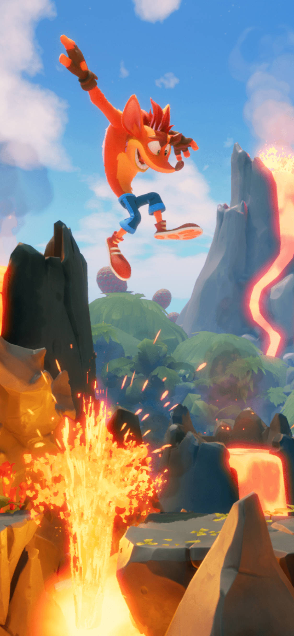 Crash Bandicoot, lava, volcanic landscape, Full HD Phone Wallpaper