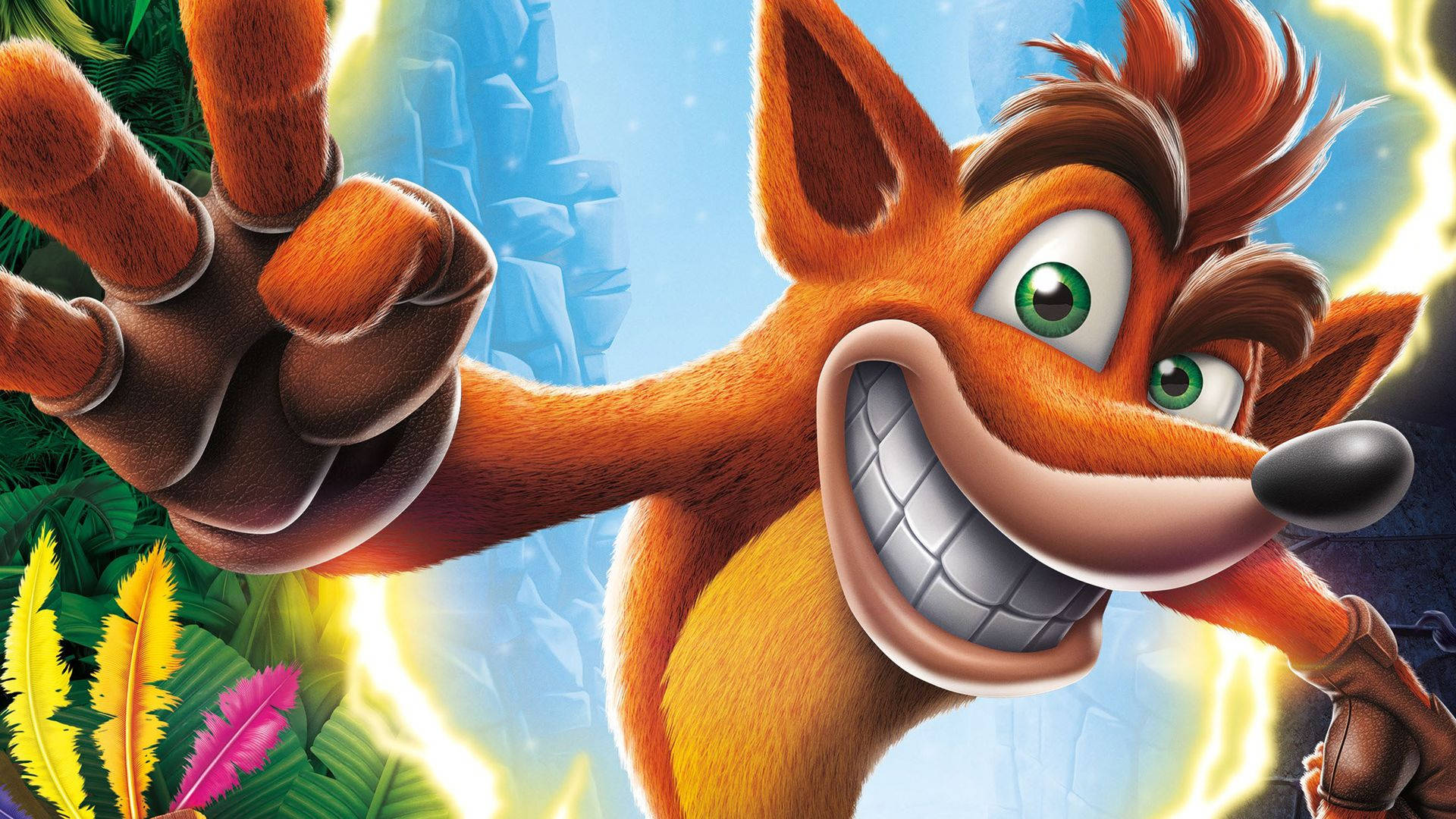 Crash Bandicoot, orange fox, green eyes, Full HD Desktop Wallpaper
