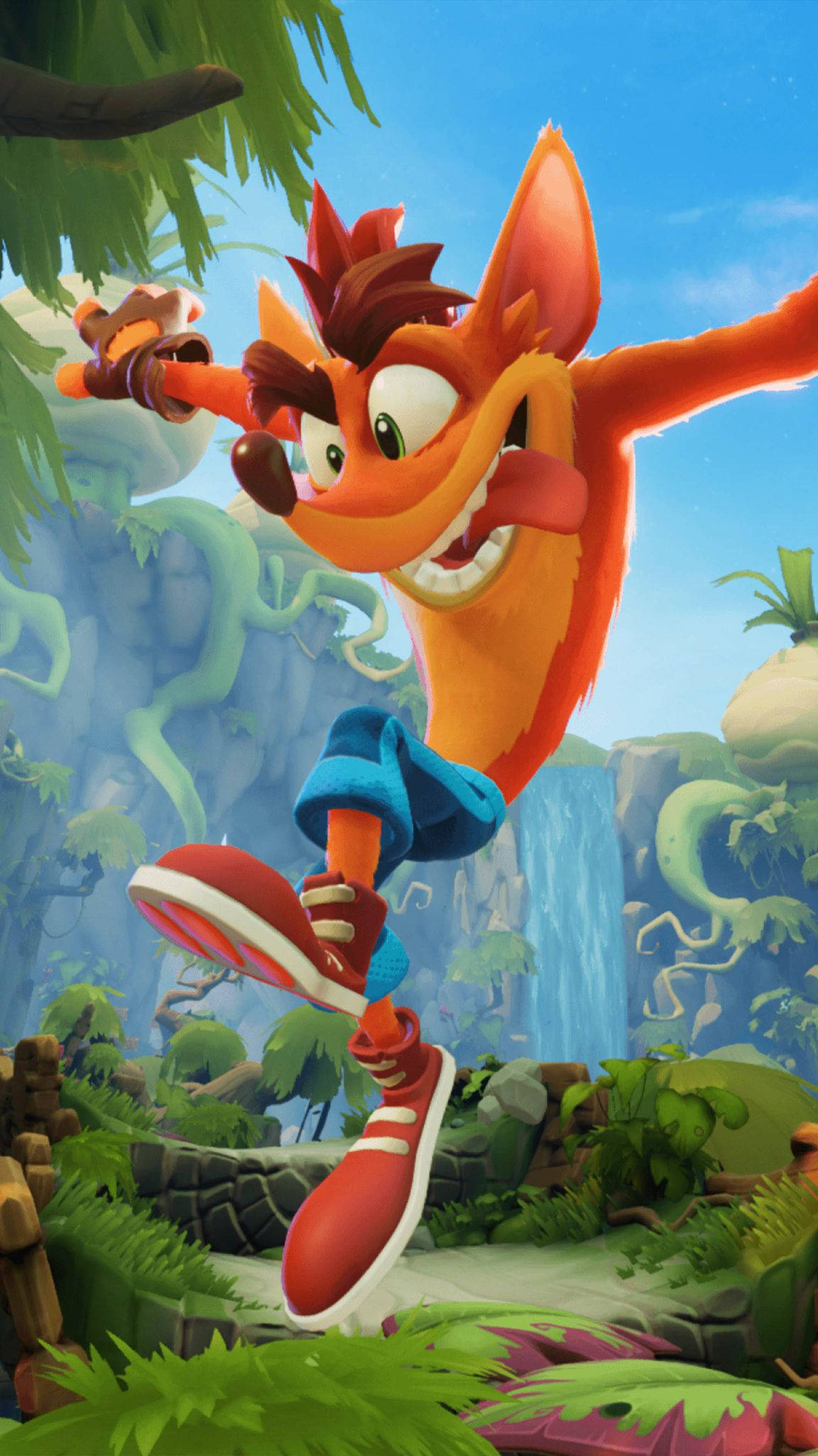 Crash Bandicoot, jungle, waterfalls, Full HD Phone Wallpaper