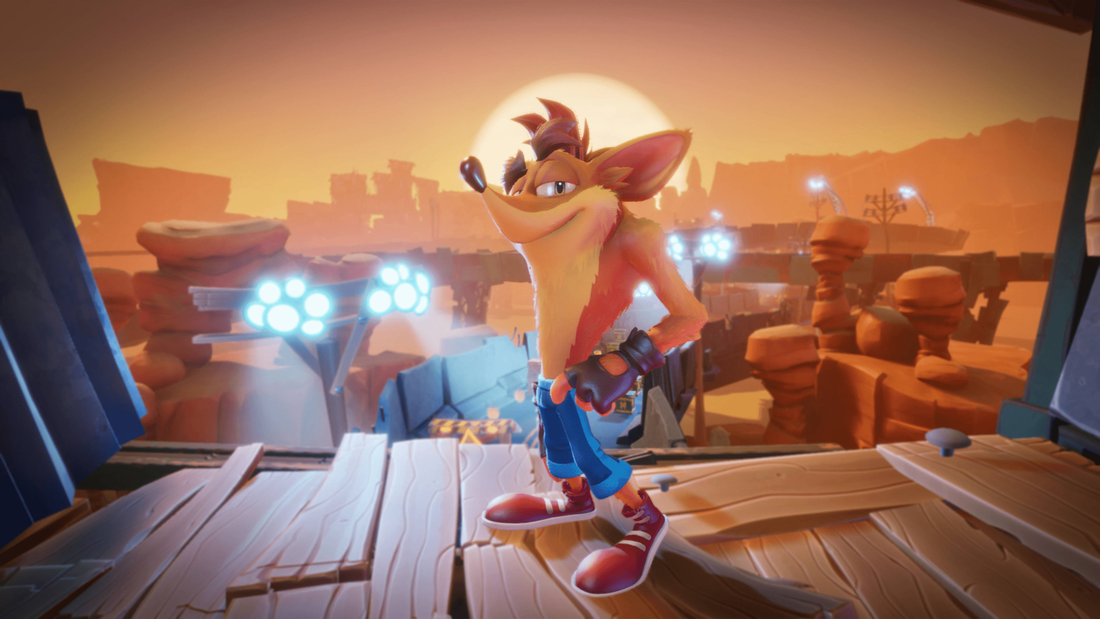 Crash Bandicoot, sunset, desert canyon, 4K Desktop Wallpaper
